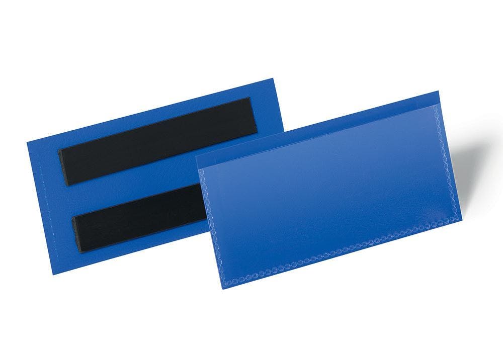 Rackhams Blue Magnetic Ticket Holder Document Pockets | 50 Pack | 100 X 38Mm |