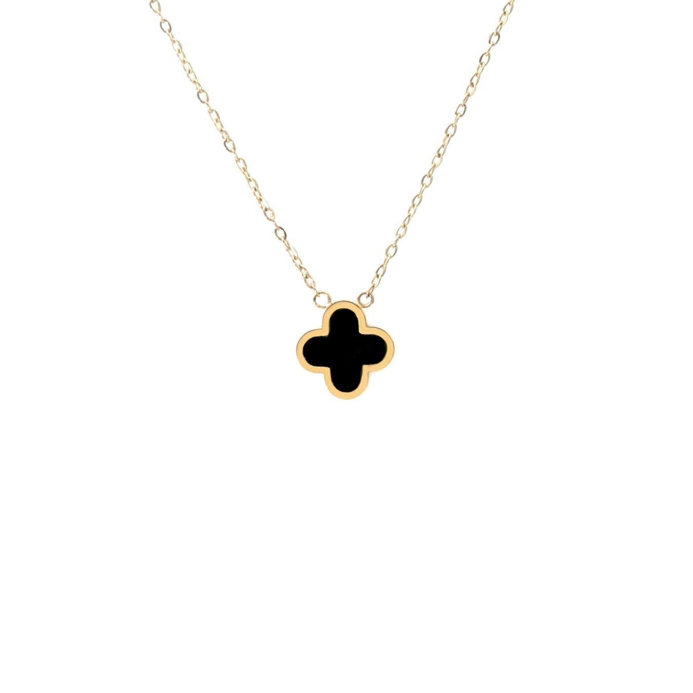 Say It With Yellow/Gold Graphite Crystal Clover Necklace - Plated
