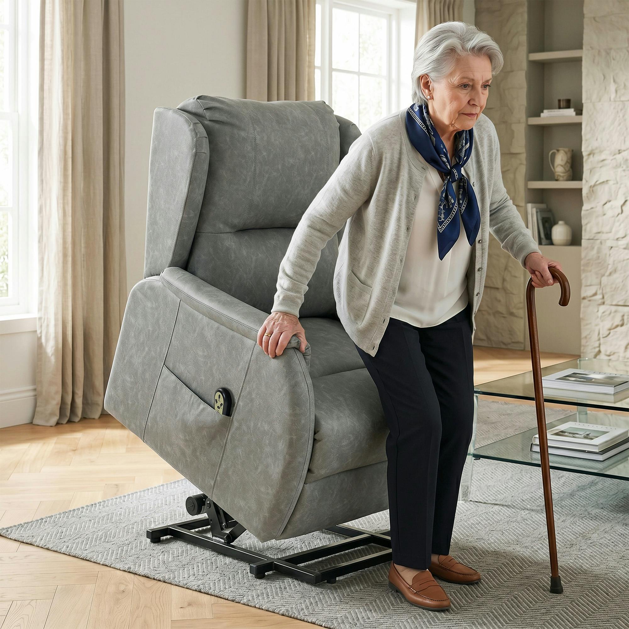 Homcom Grey Power Lift Recliner Chair Dual Motor,