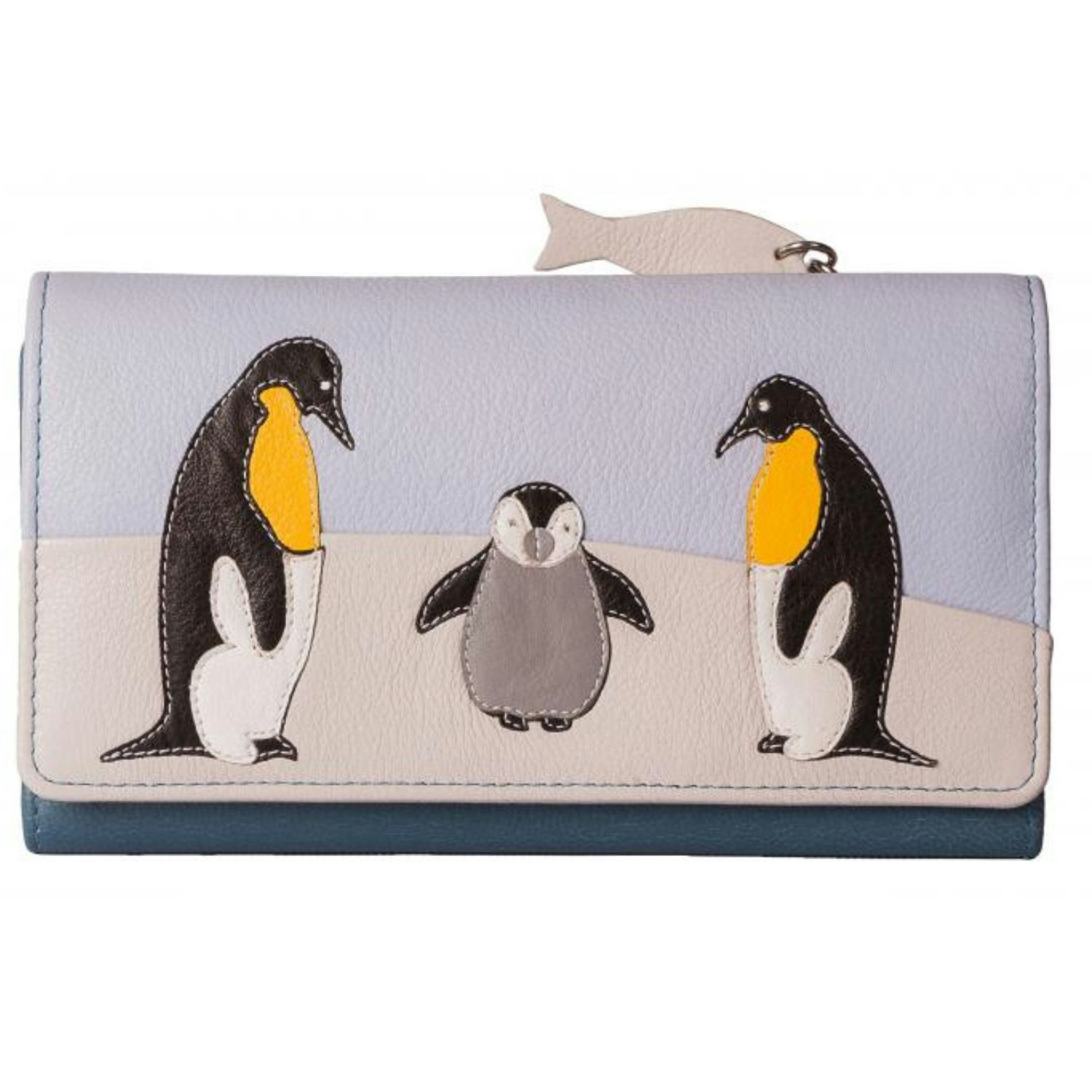 Mala Leather Blue Penguin Trifold Leather Rfid Purse