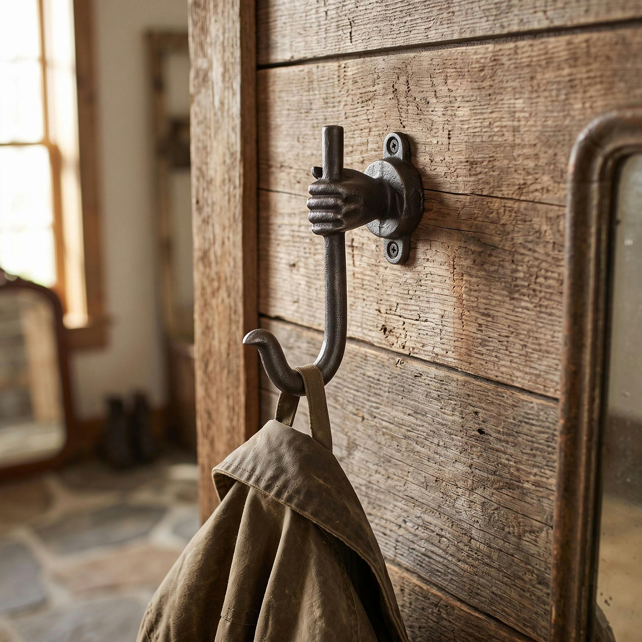 Oakcrafts Antique Cast Iron Decorative Hand And Hook - Image 2