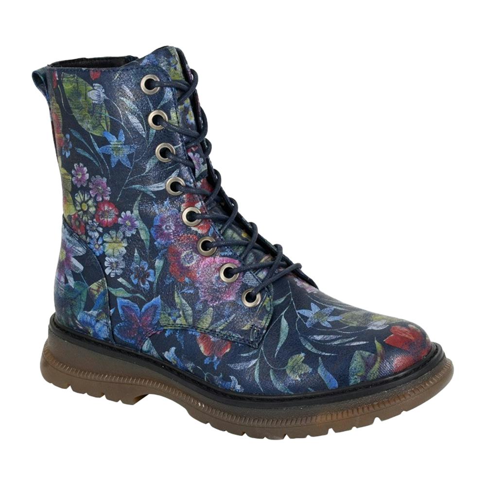 Cipriata Women's Black/Blue Annetta Combat Boots - 9 Uk - 100% Mixed