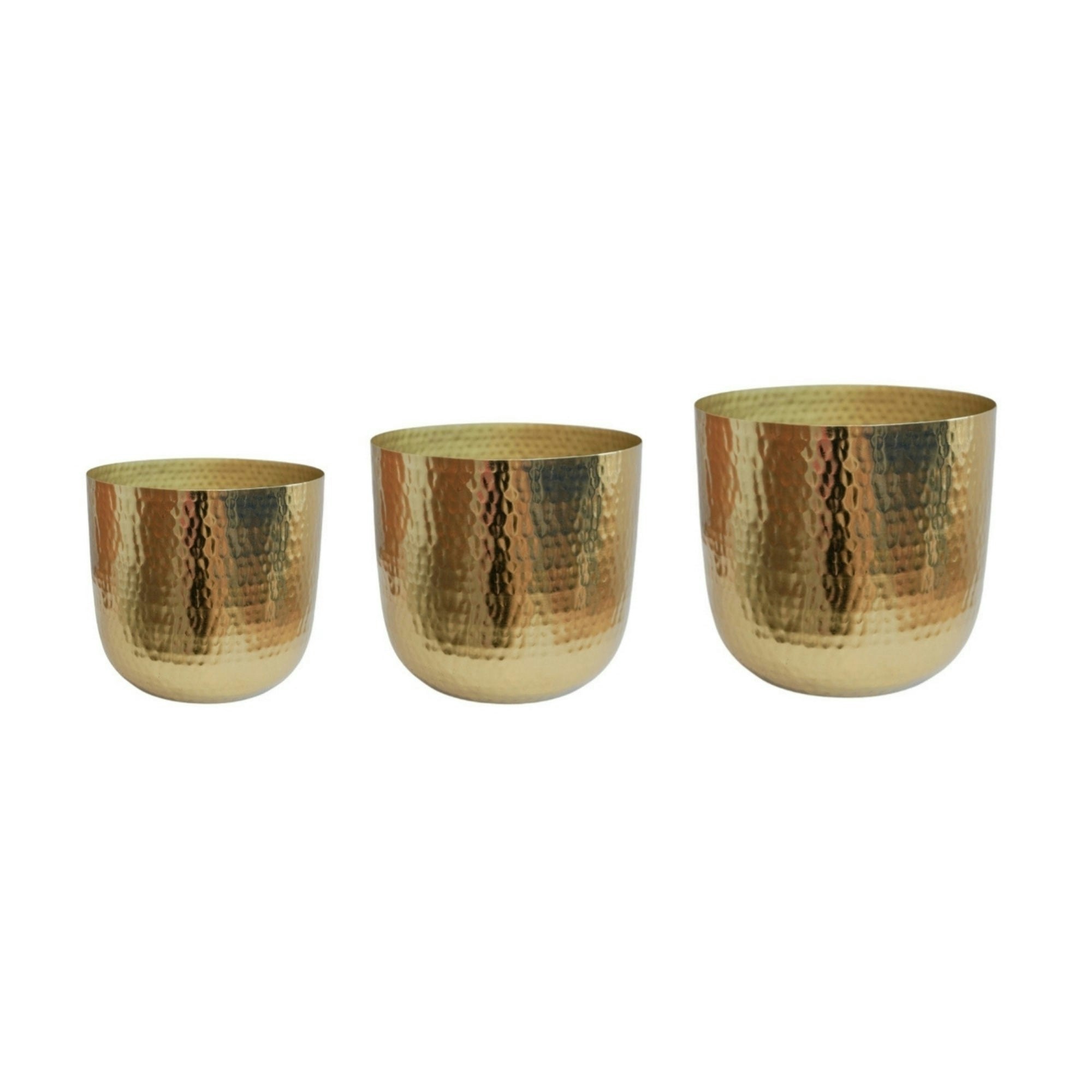 Ivyline Gold Felix Hammered Metal Planter Set Of 3