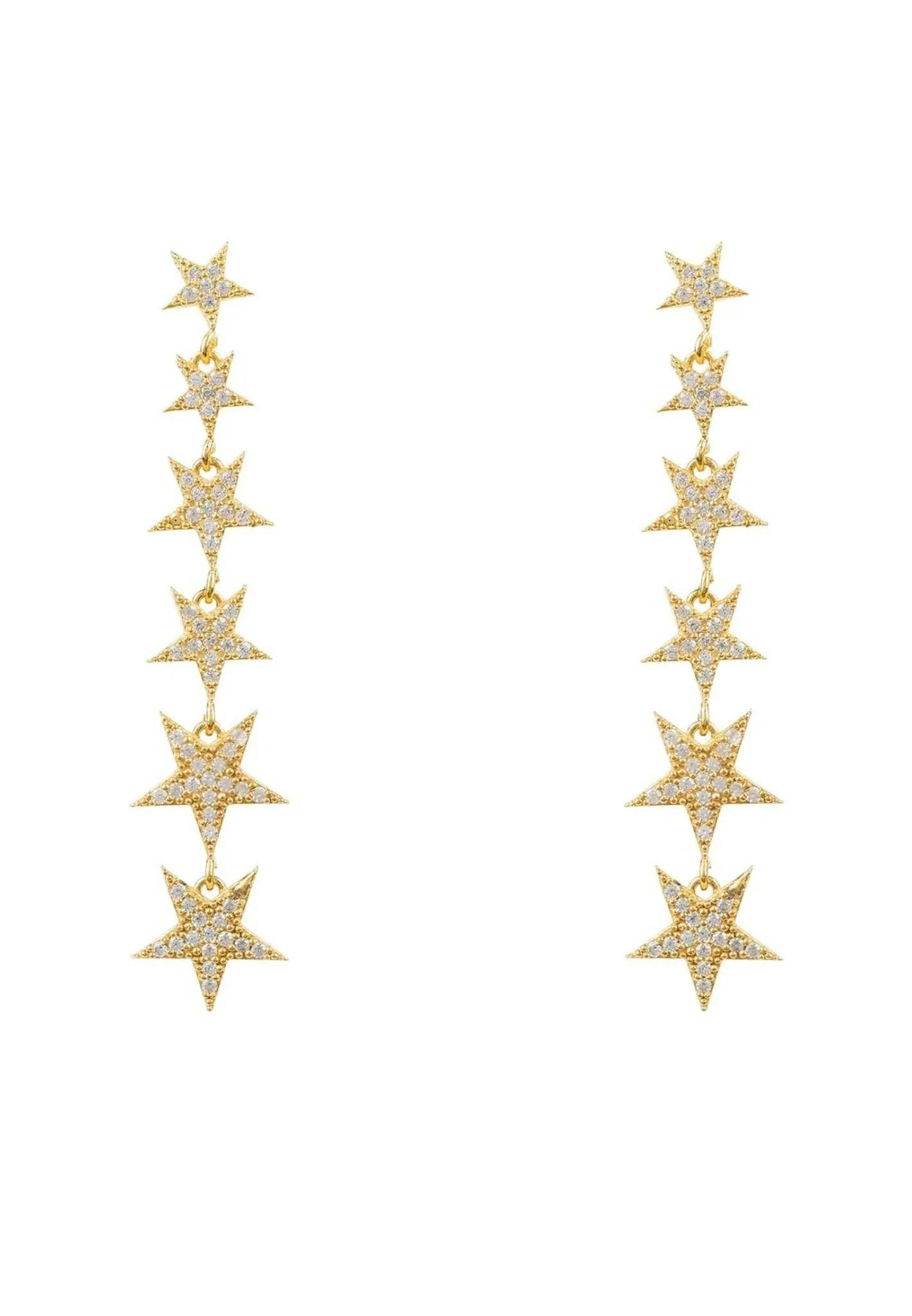 Latelita Gold Graduated Star Drop Earrings