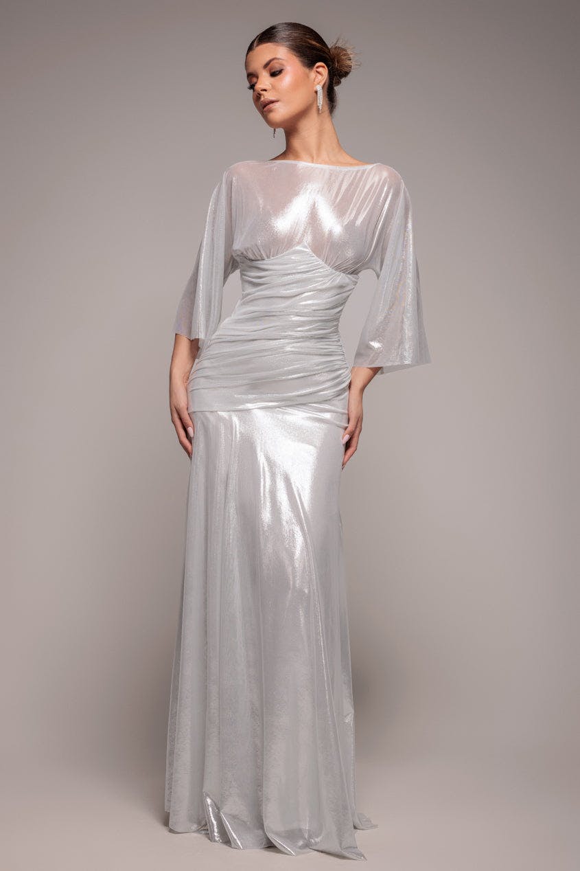Goddiva Silver Gravity Defying Naked Maxi Dress - By - 10