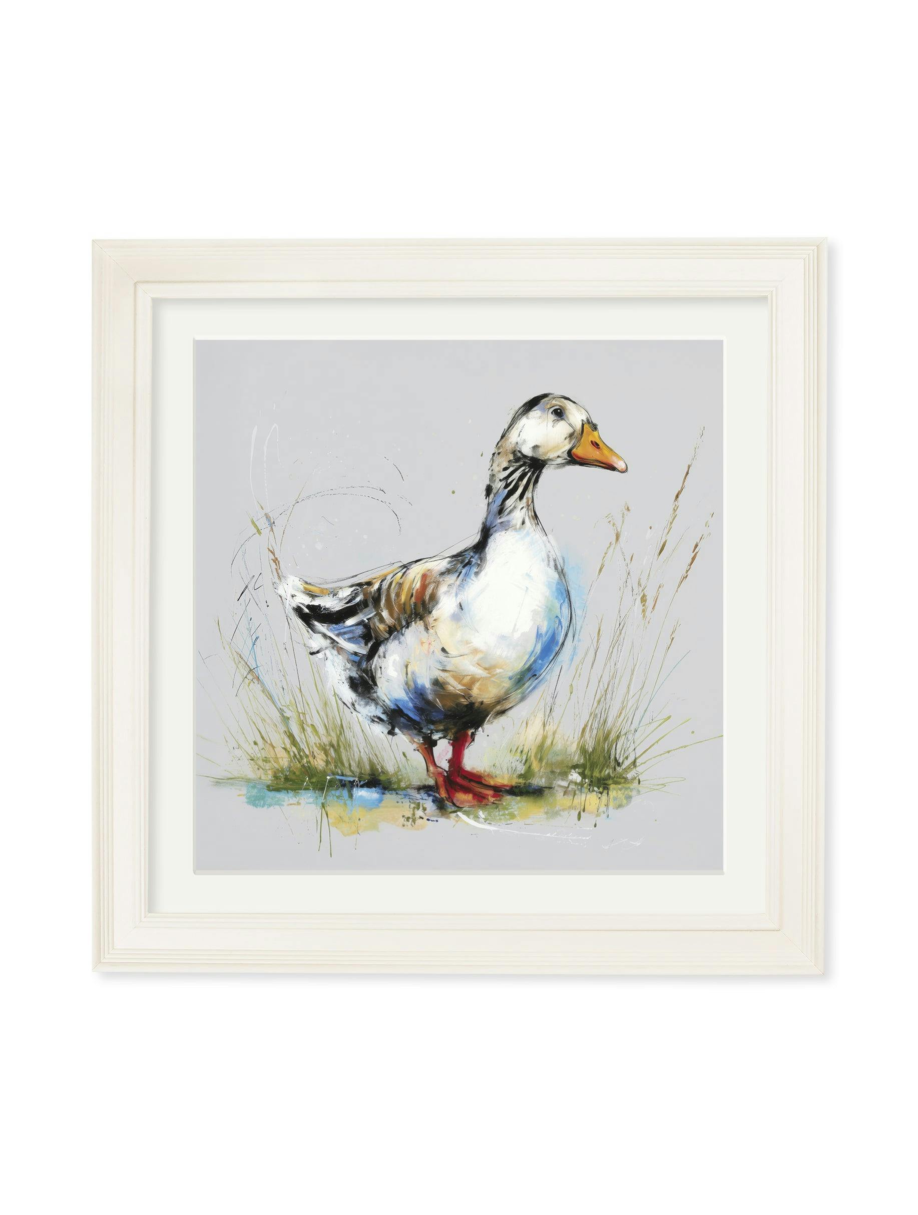Rackhams White/Cream Goose Cosy Sketch - Hurstwood Square Frame - Goose Cosy Sketch - 96 X 96Cm