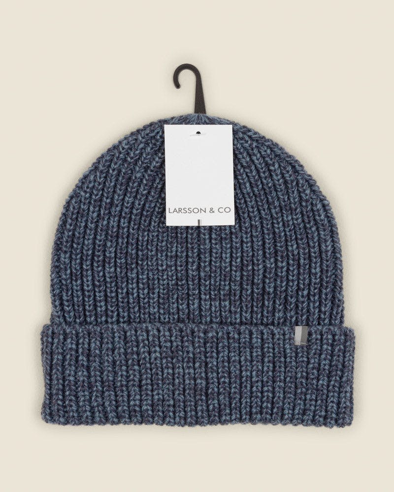 Larsson & Co Blue Raisio - Knitted Beanie Hat - One Size