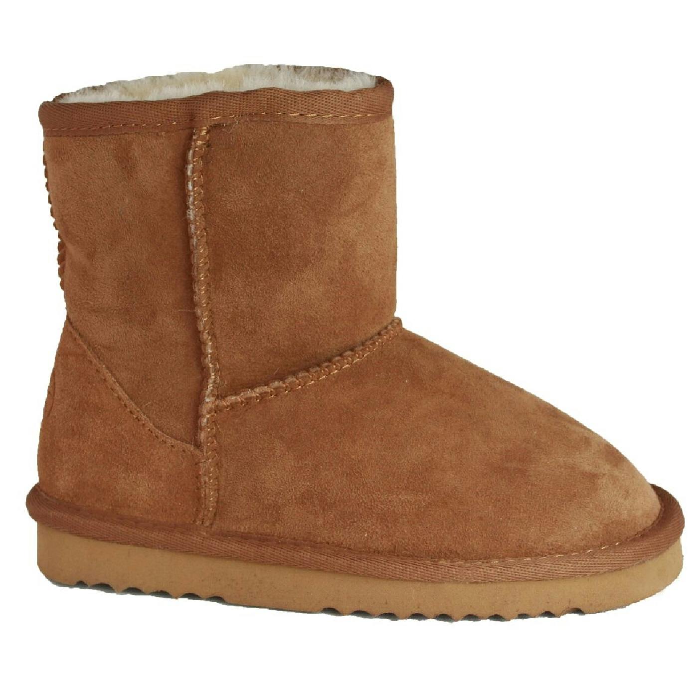 Eastern Counties Leather Unisex Kids Beige Kids Charlie Sheepskin Boots - Chestnut - 8 Child Uk - Chestnut