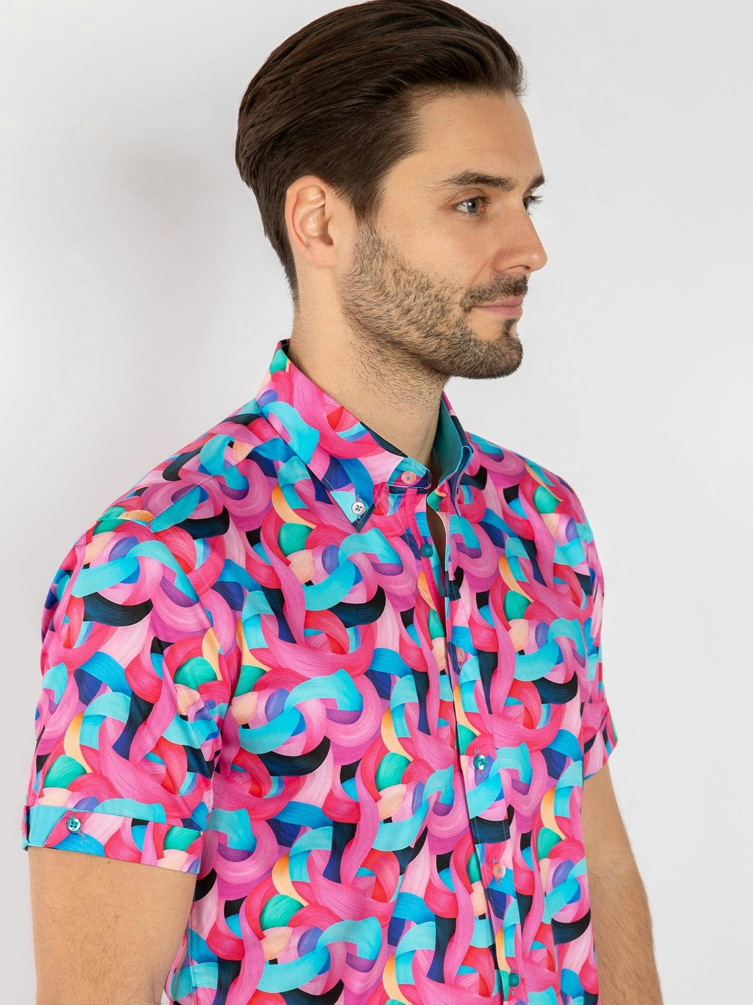 Claudio Lugli Infinite Swirls Short Sleeve Shirt - 6XL