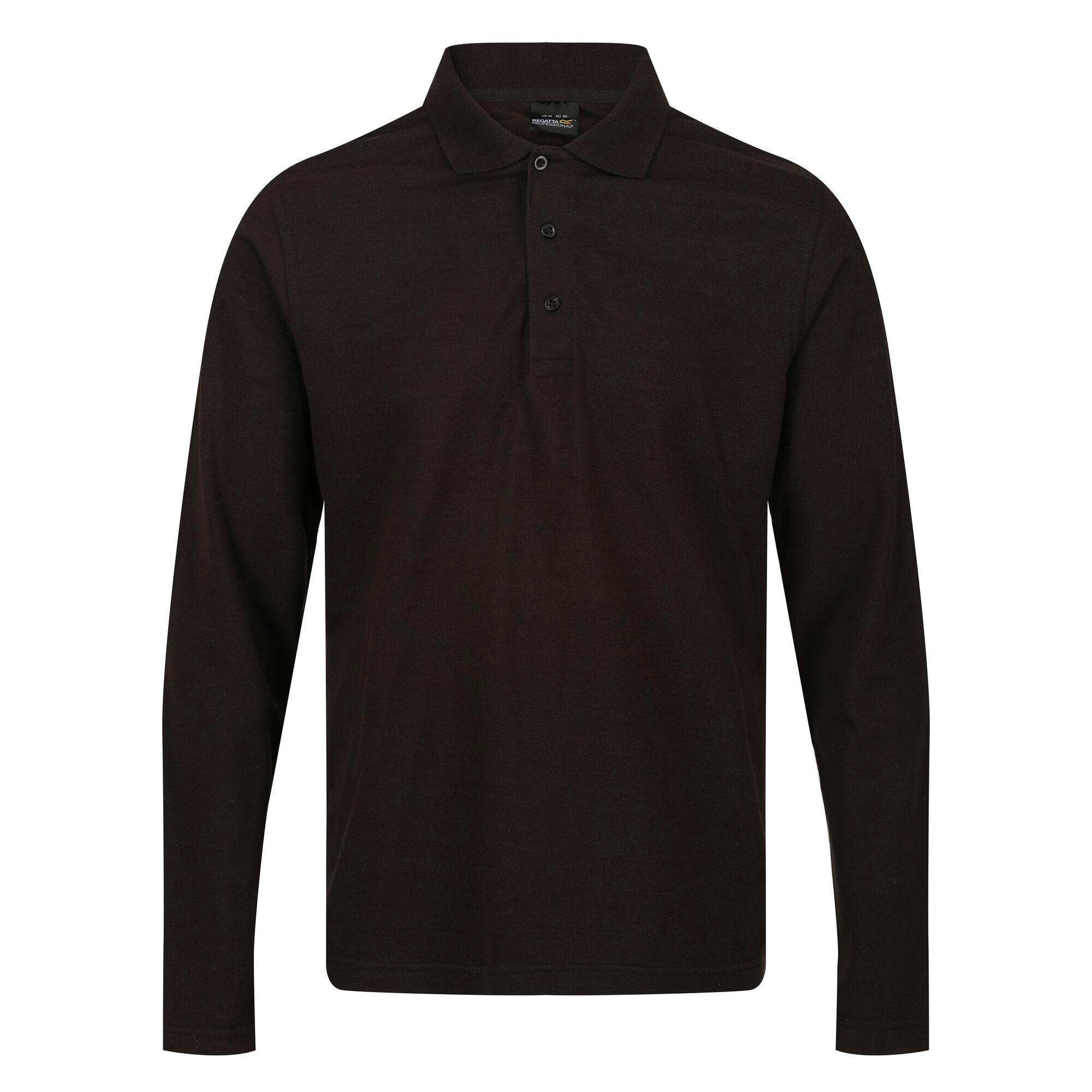 Regatta Men's Black Professional Long-Sleeved Polo Shirt - 3XL - 65% Polyester/35% Cotton