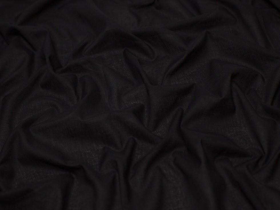 Minerva Black Core Range Cotton Voile Fabric - Plain Design Dressmaking Fabric, 140 Cm / 56" Wide - Per Metre