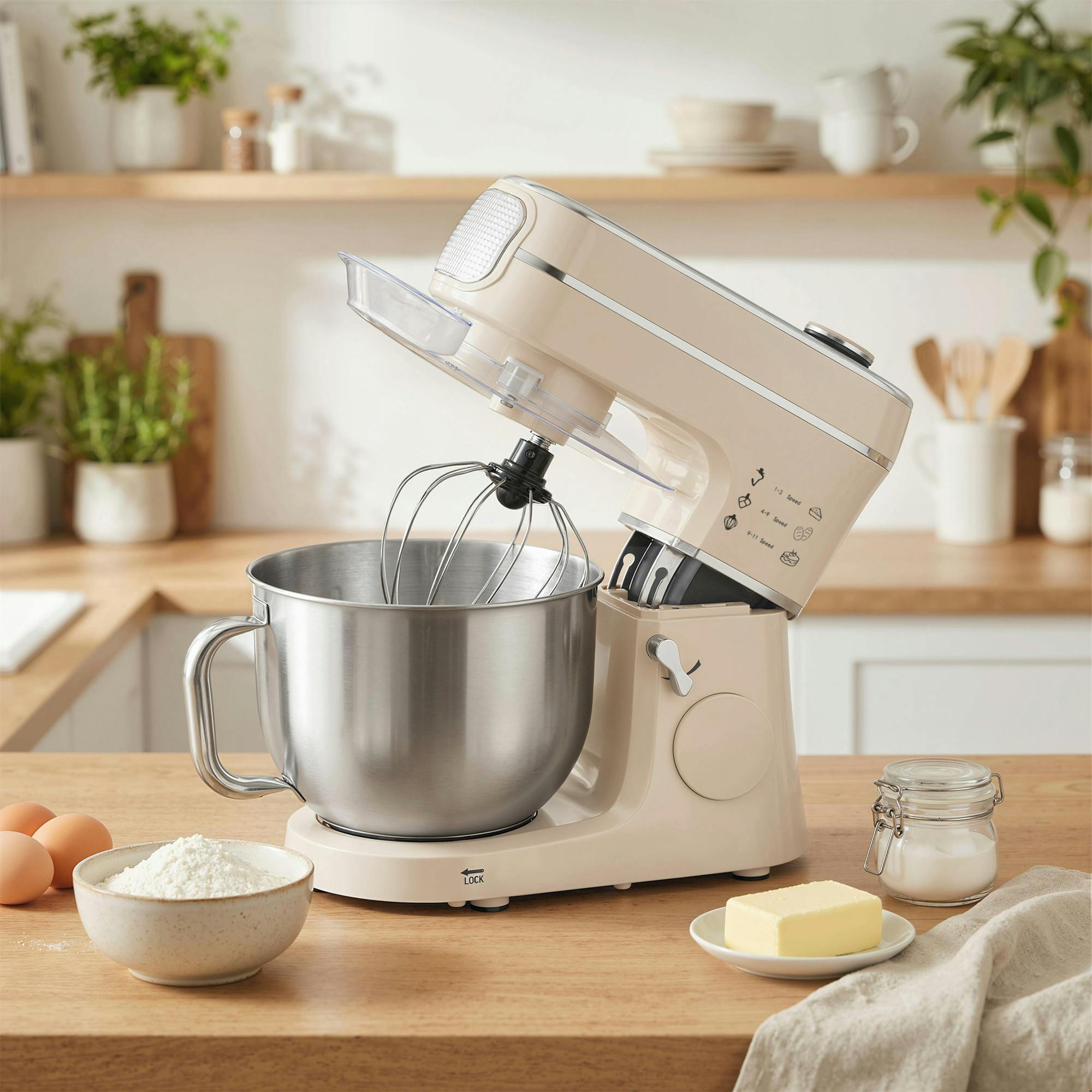 Homcom Cream 6L 1400W Stand Mixer With 11 Speeds & Fermentation Function