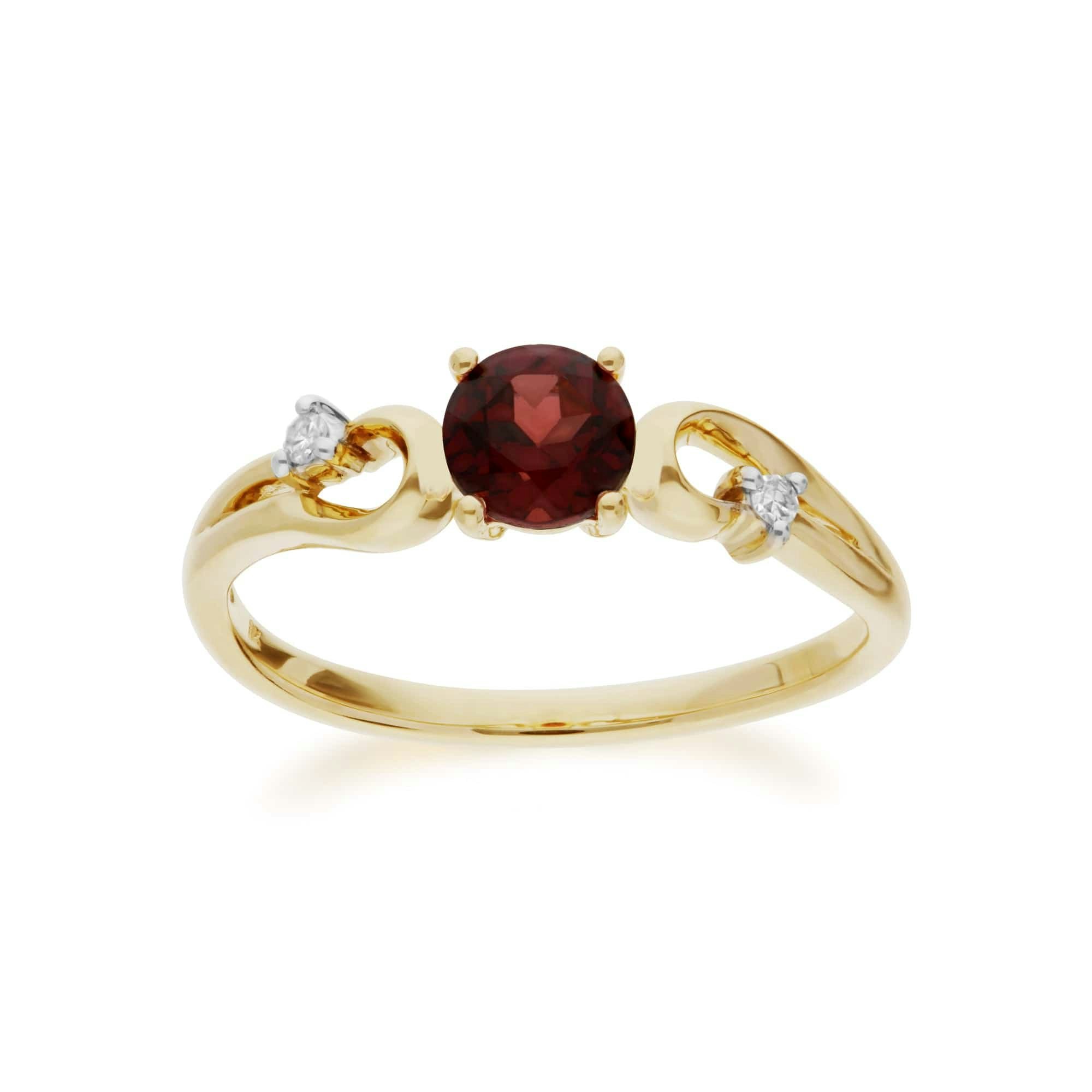Gemondo Yellow/Gold Classic Round Garnet & Diamond Ring In 9Ct - K