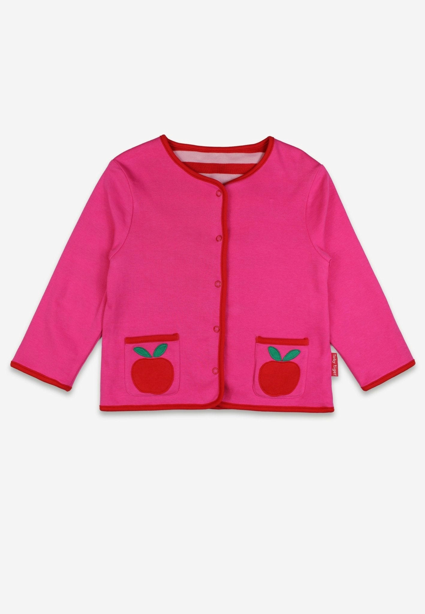 Toby Tiger Pink/Red Organic Apple Applique Reversible Jacket - 7-8Y / 128Cm