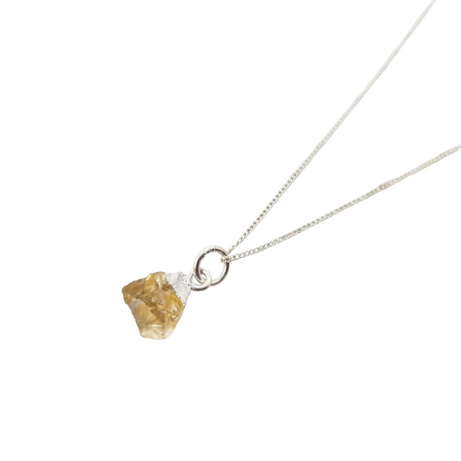 Harfi Silver Sterling Raw Citrine November Birthstone Necklace