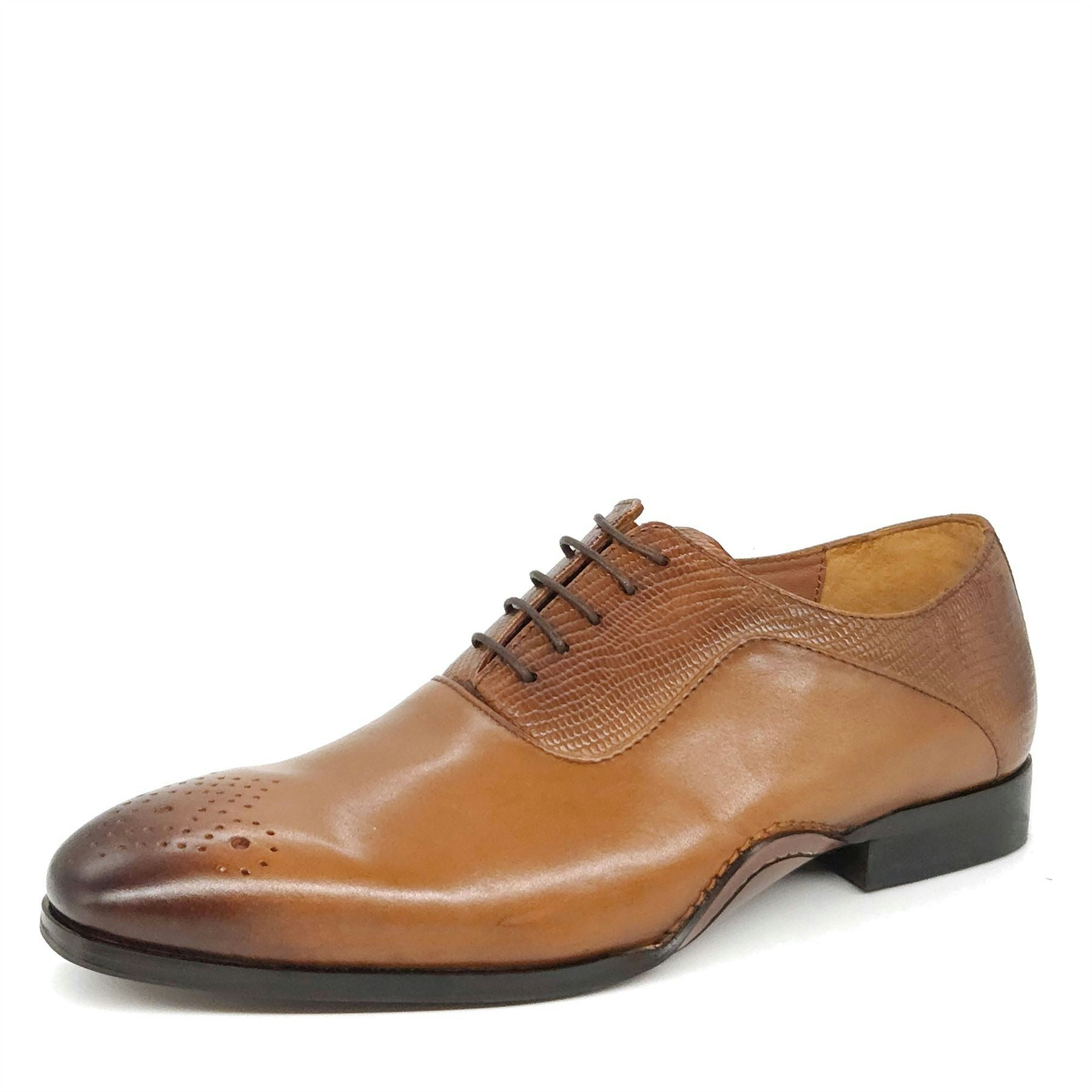 Hx London Men's Brown Hillingdon Textured Oxford Shoes - Tan - 7 Uk