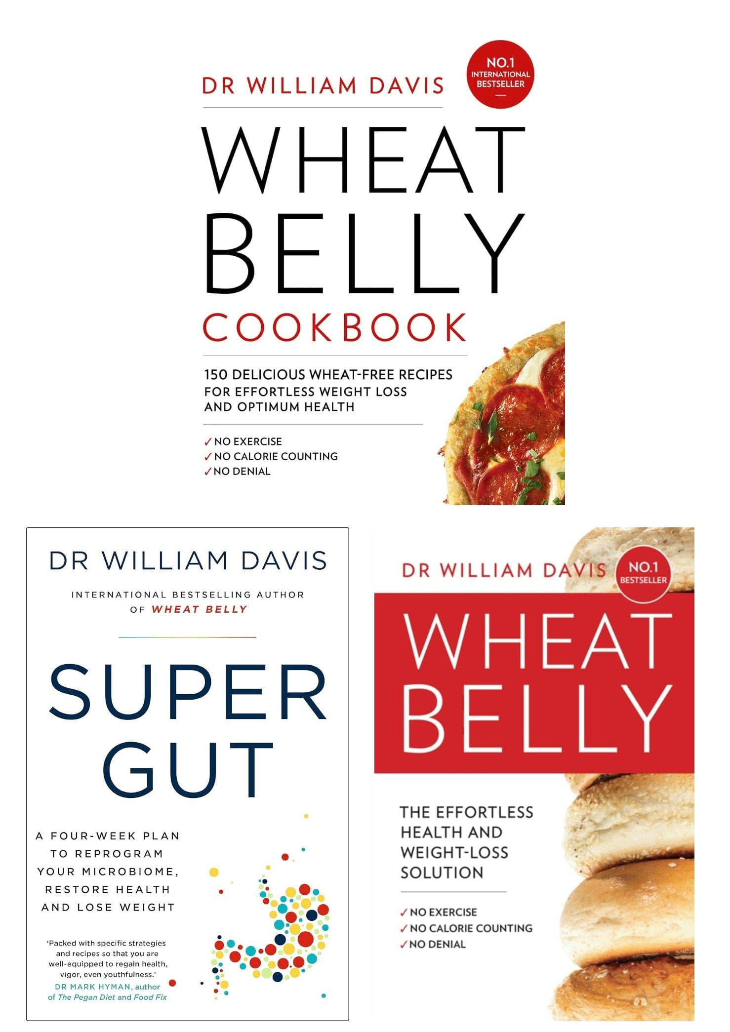 Books4people Super Gut, Wheat Belly, Wheat Belly Cookbook Collection 3 Books Set By Dr William Davis