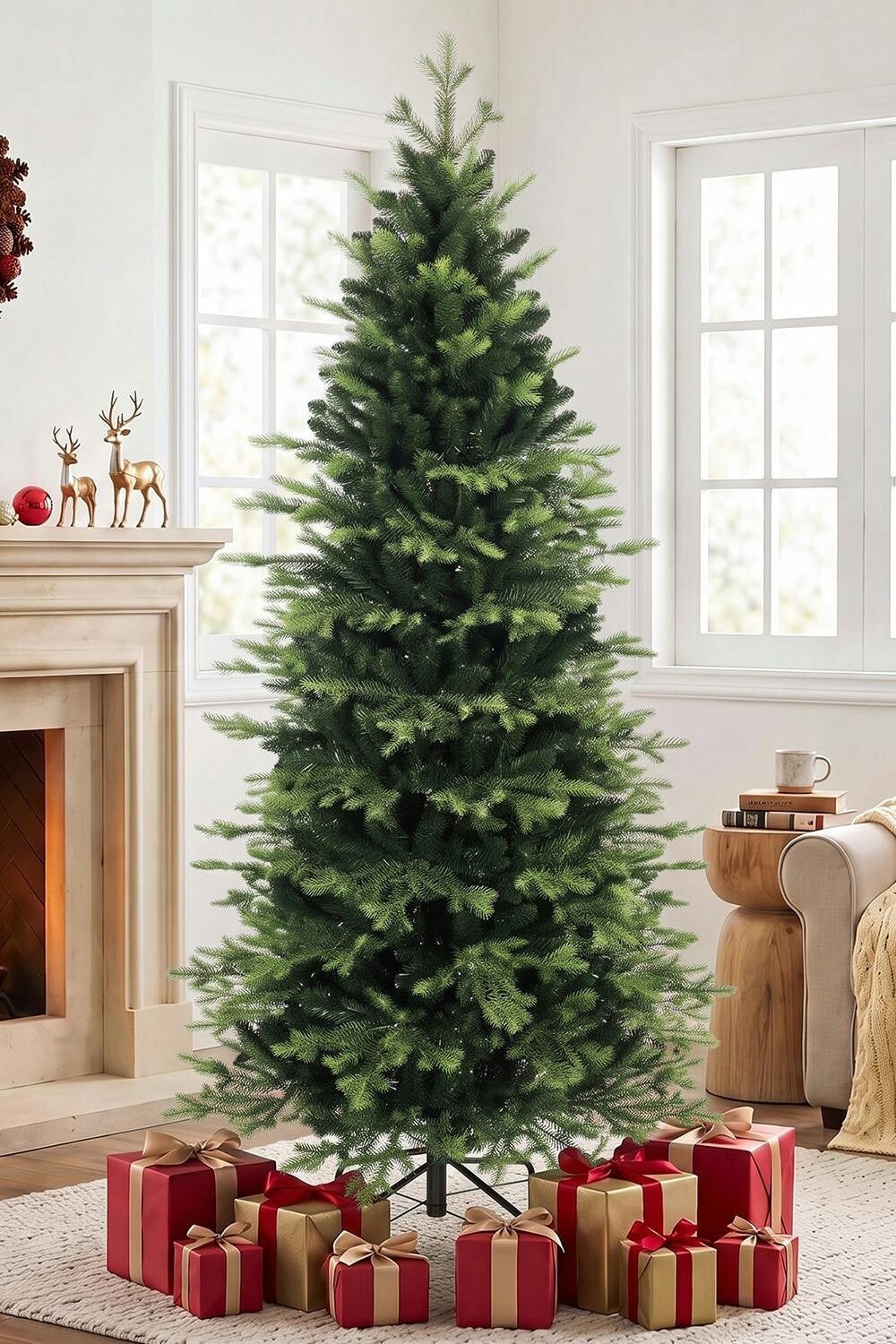 Homcom Unisex Green Geneva Fir Hinged Xmas Tree With 2079 Branch Tips, | : 210 Cm - Image 4