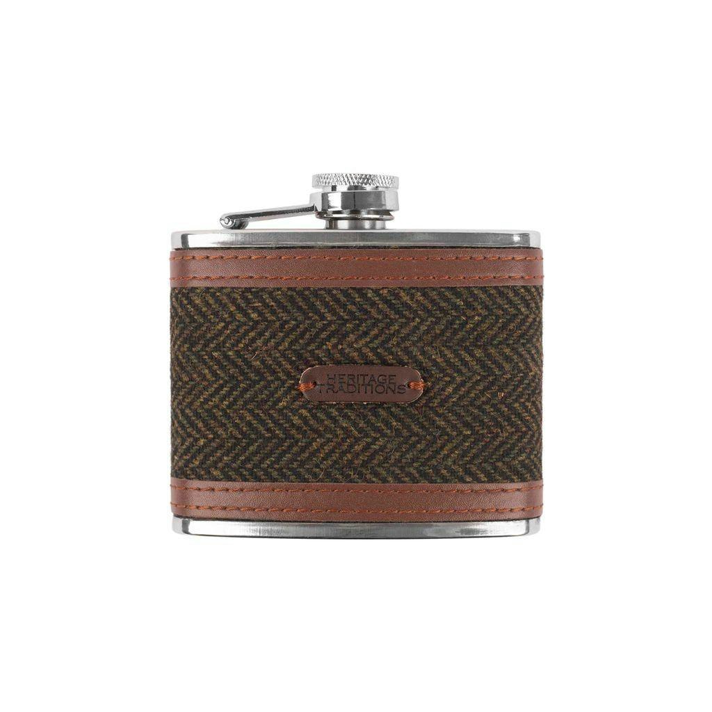 Rackhams Green Tweed 4Oz Hip Flask