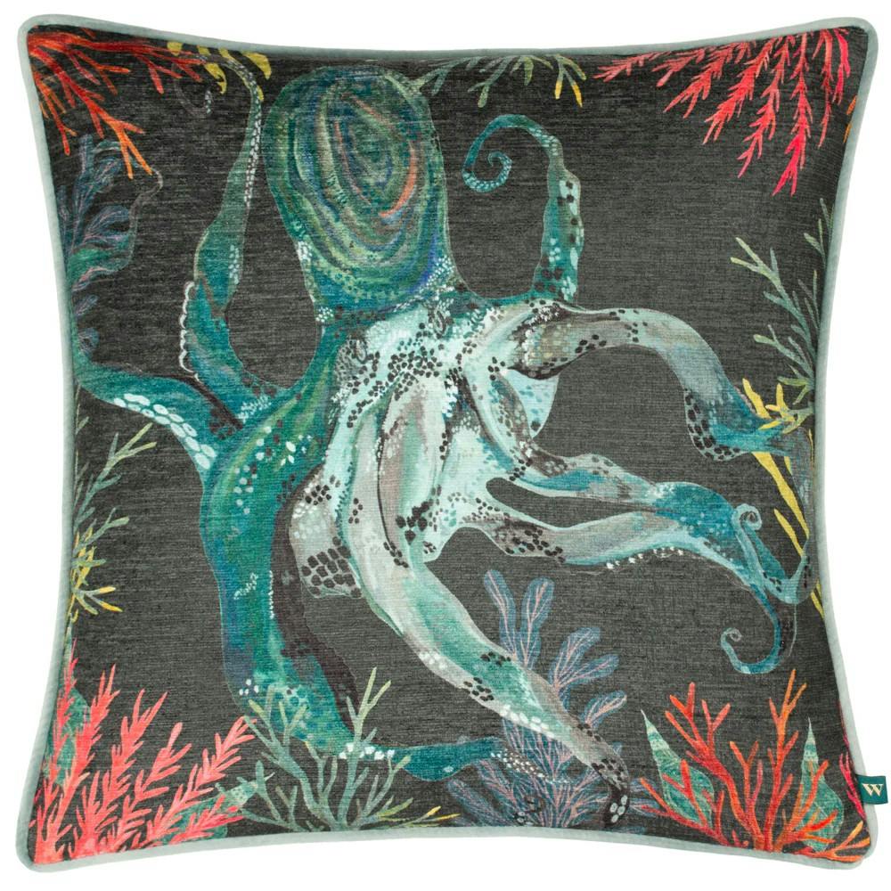 Wylder Abyss Chenille Octopus Cushion Cover - Lichen - 43Cm X 43Cm - Lichen - 100% Polyester