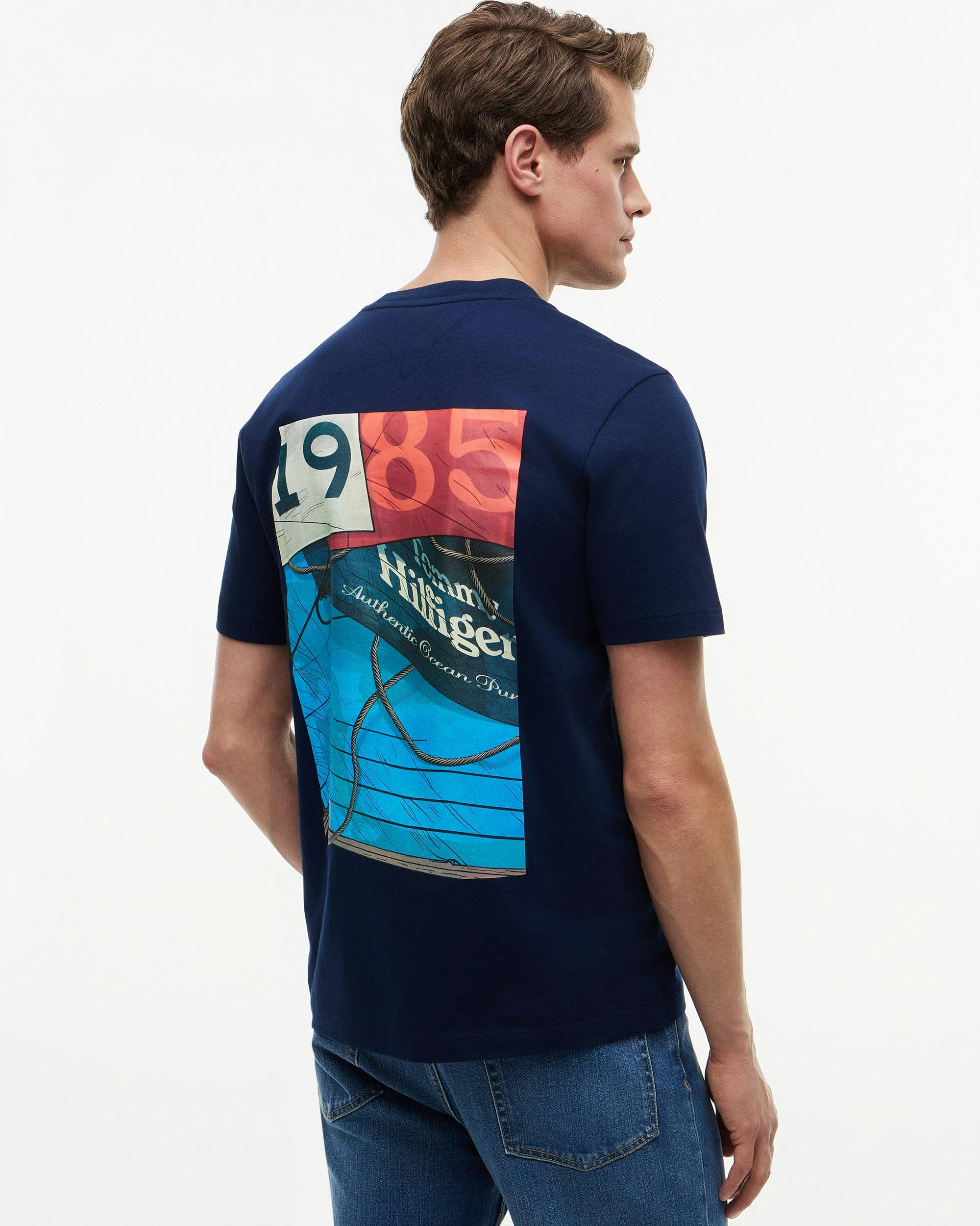 Tommy Hilfiger Men's Nautical Back Photo T-Shirt - Carbon Navy - Carbon Navy - L