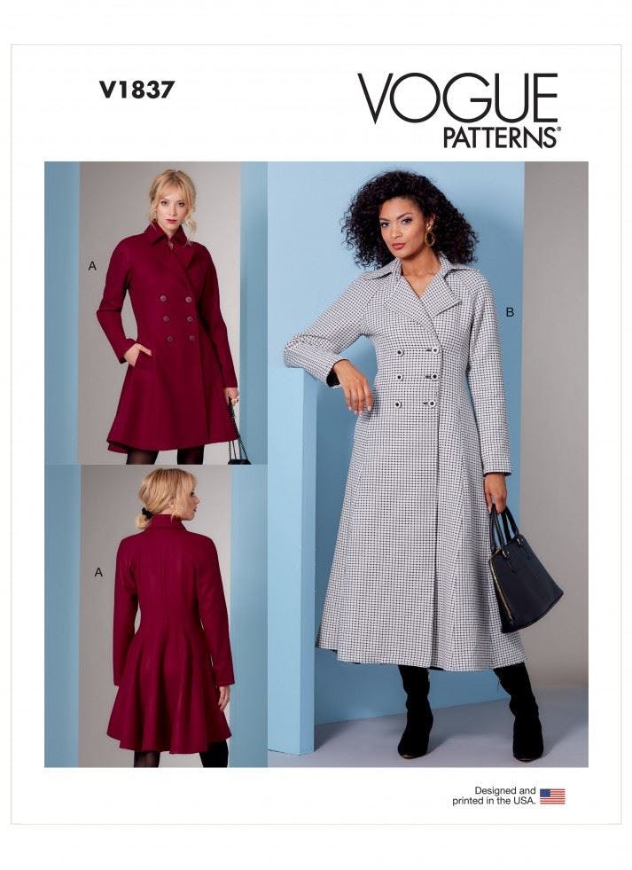 Vogue Women's Sewing Pattern 1837, Coats For B5 (8-10-12-14-16) - Intermediate - F5 (16-18-20-22-24)