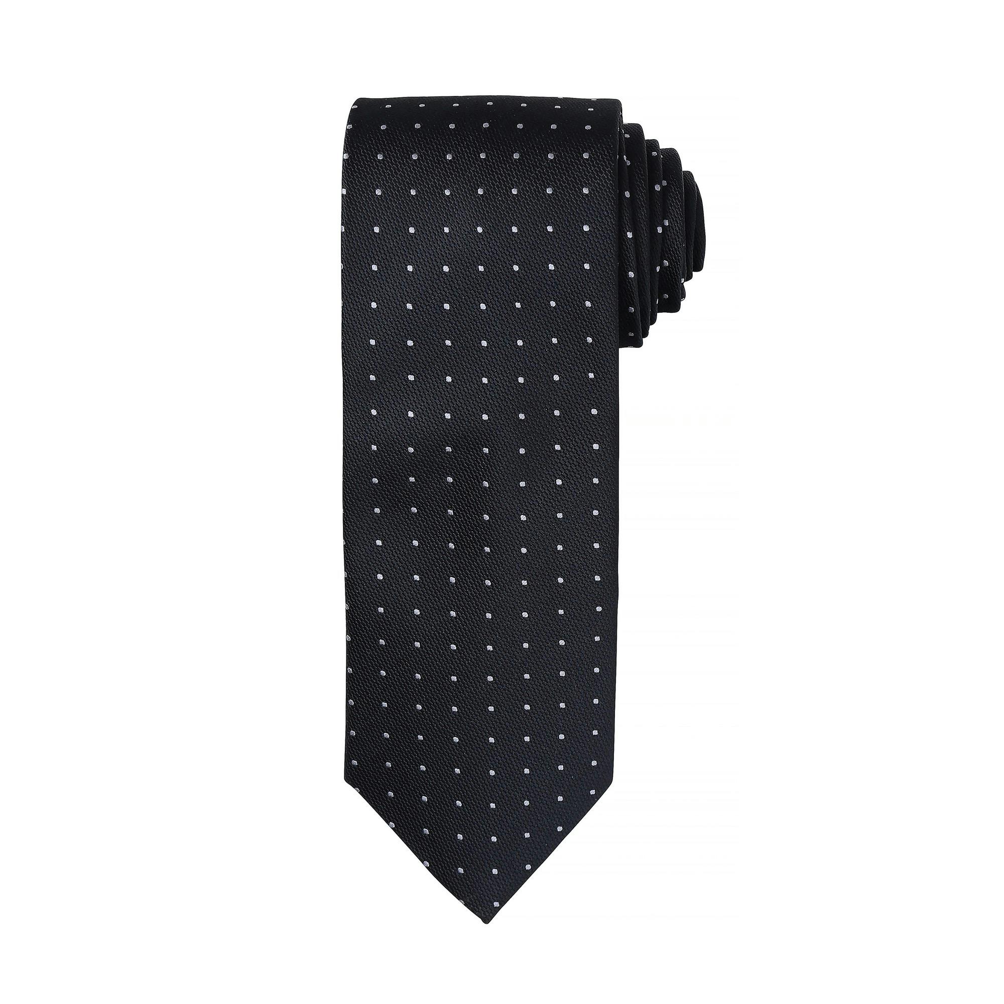 Premier Men's Black Micro Dot Pattern Formal Work Tie In - Image 2
