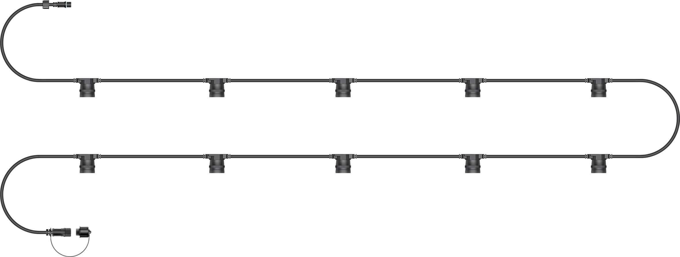 Rackhams Black E27 Es Screw Festoon Rubber Ip65 10M 10 Lamp