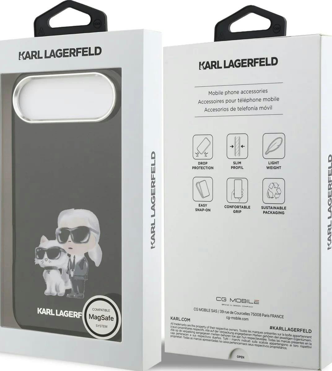 Karl Lagerfeld Black Iml Aquarelle Karl And Choupette Case For Iphone 17 Air 6.5" - Klhmp17mhmkcaqok