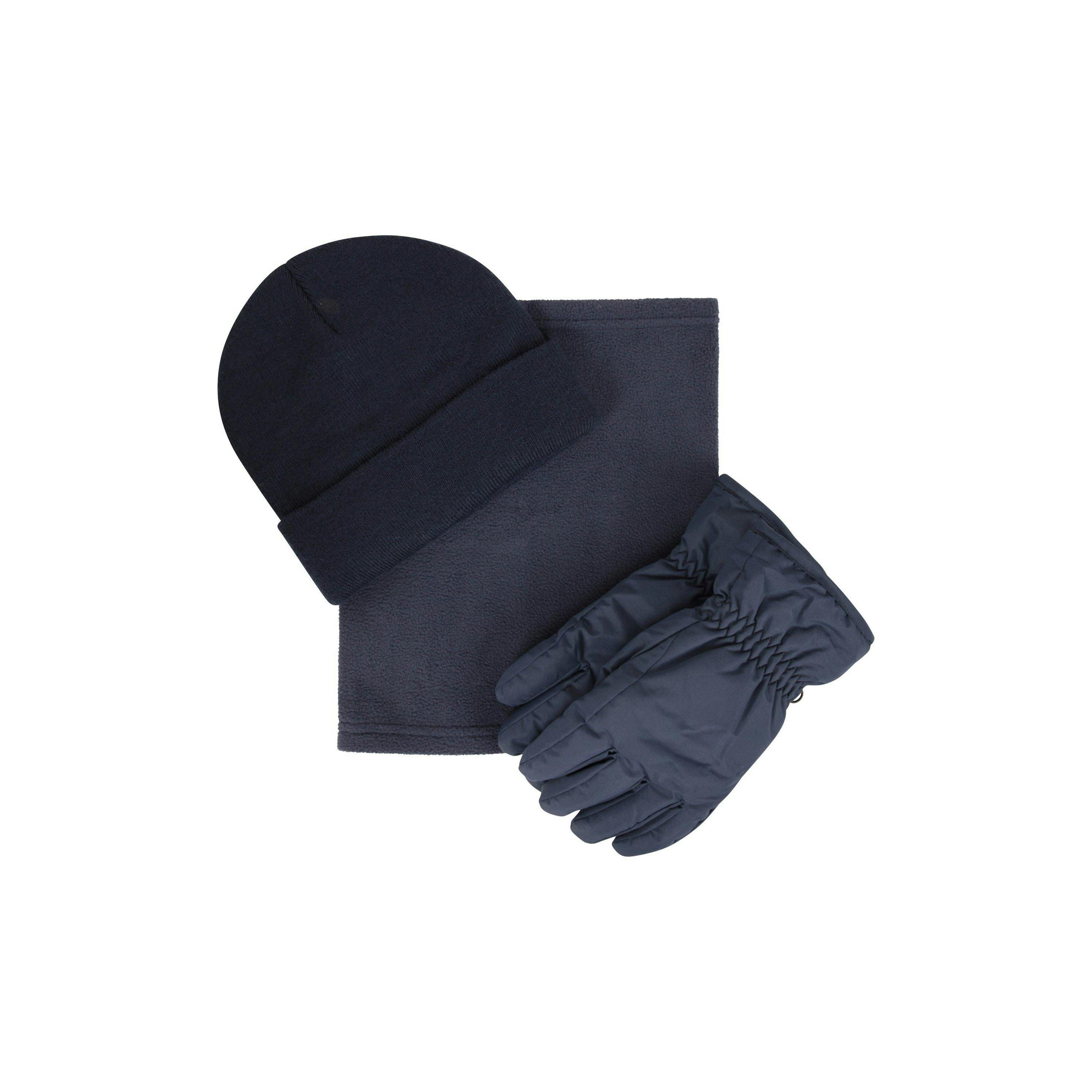 Mountain Warehouse Women's Snow Accessories Set - Navy - M - Navy - 100% Fleece