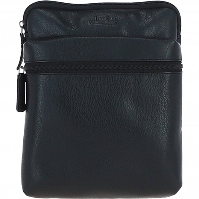 Leather Company Black Real Leather Messenger Bag: Berlin - One Size - Leather