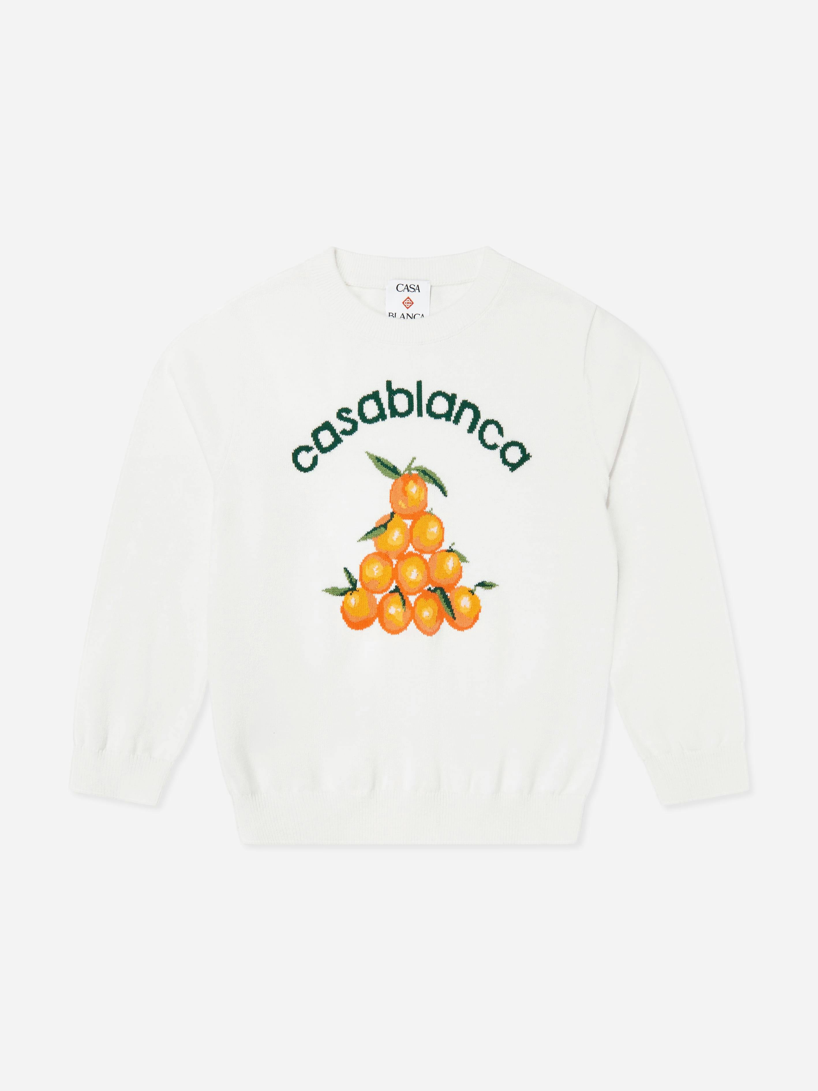 Casablanca , Kids Sweatshirts, Unisex, White, 3 Y | 98 Cm, Orange Print Sweatshirt - Image 3