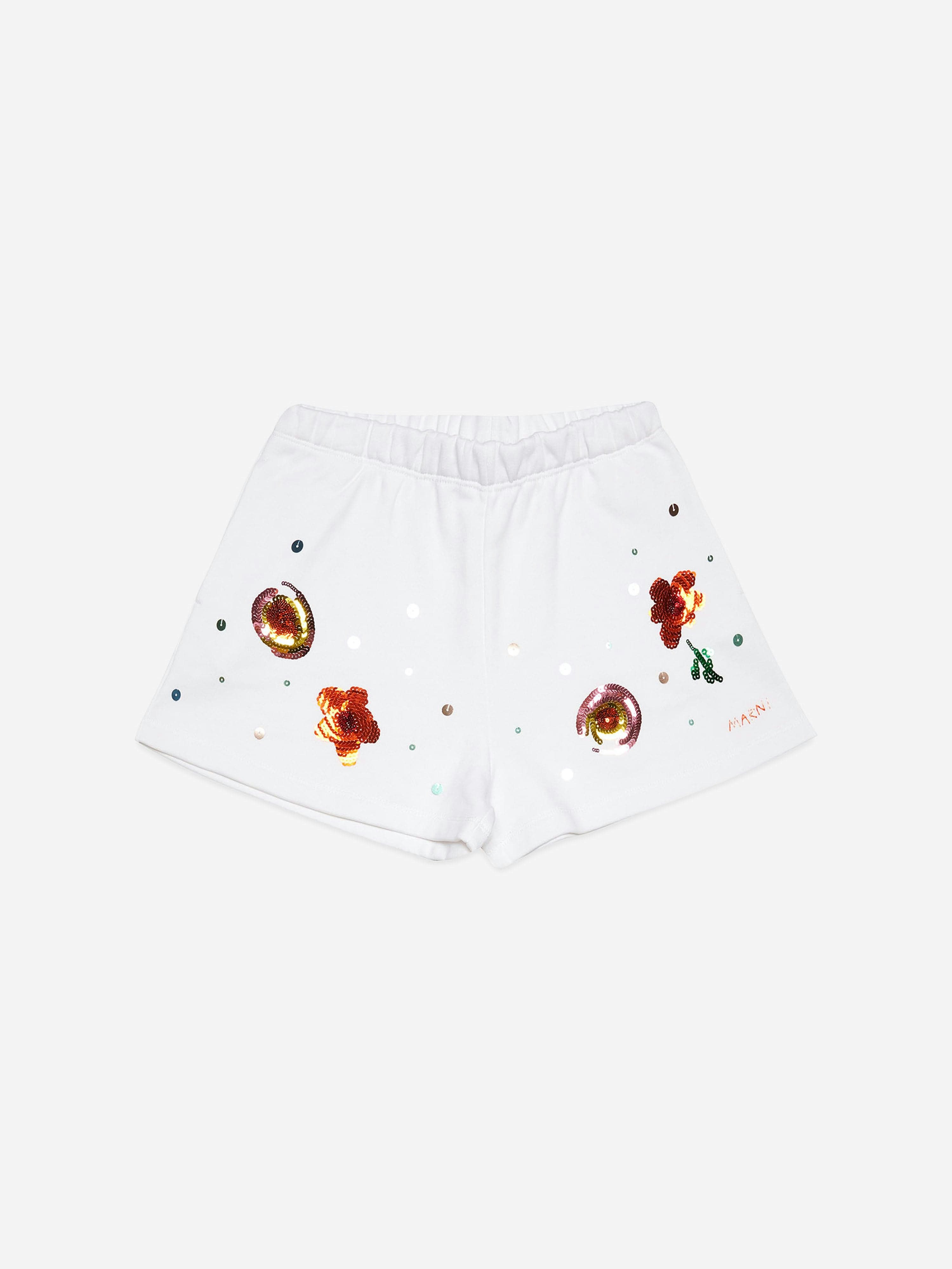 Marni Kids Girls White Marni Embellished Flower Shorts In - 12 Yrs
