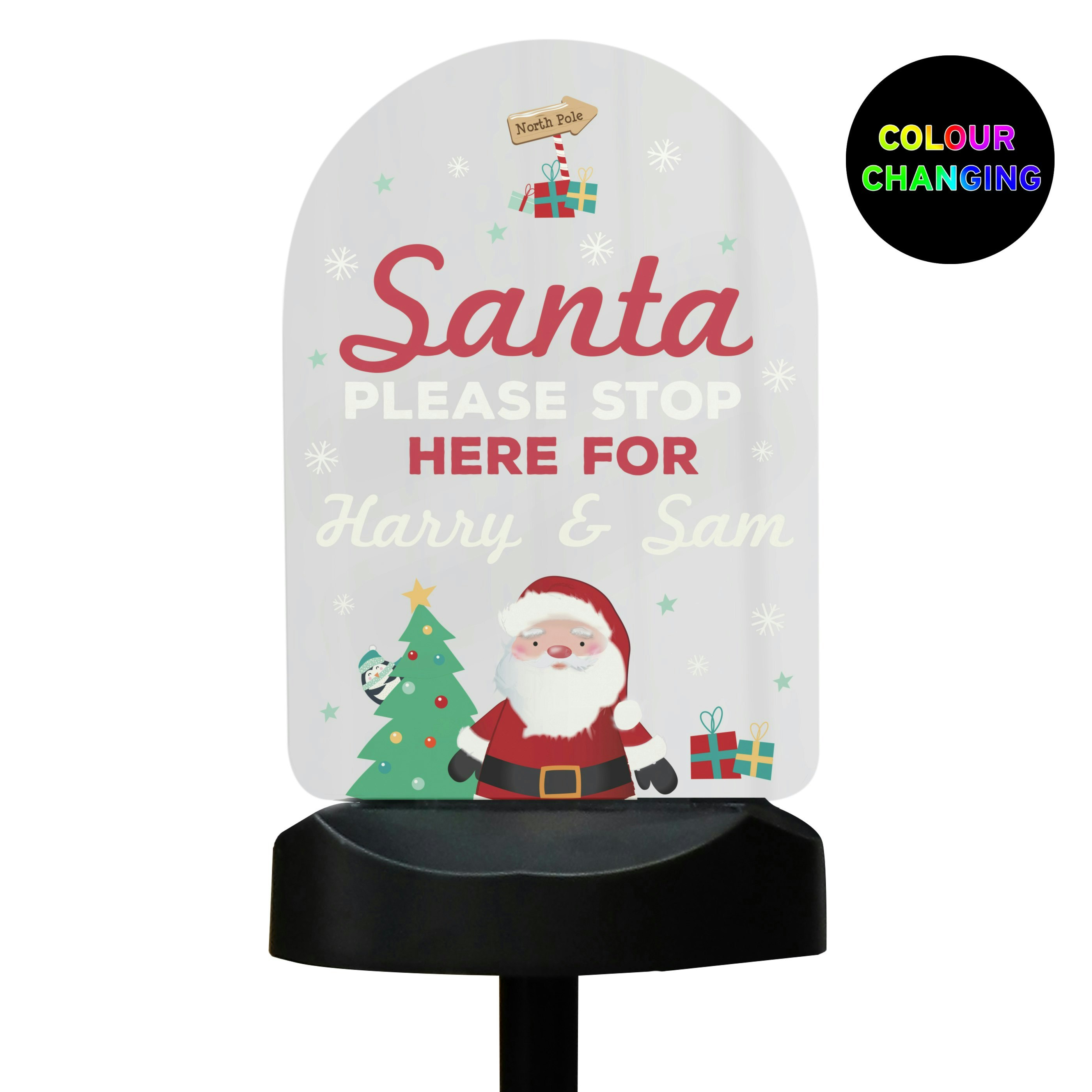 Personalised Memento Company Light Personalised Santa Stop Here Outdoor Solar