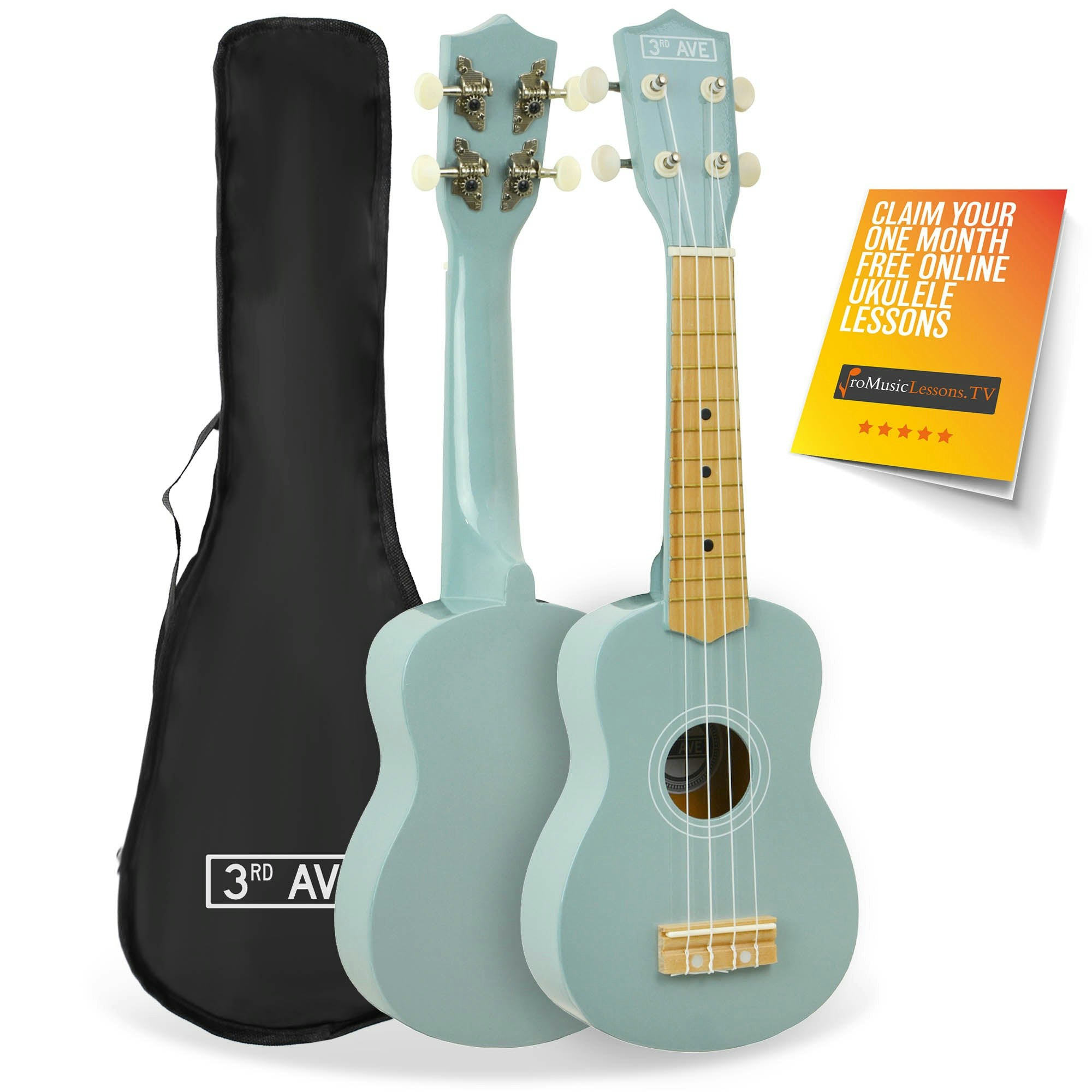 3Rd Avenue Blue Pastel Soprano Ukulele With Bag