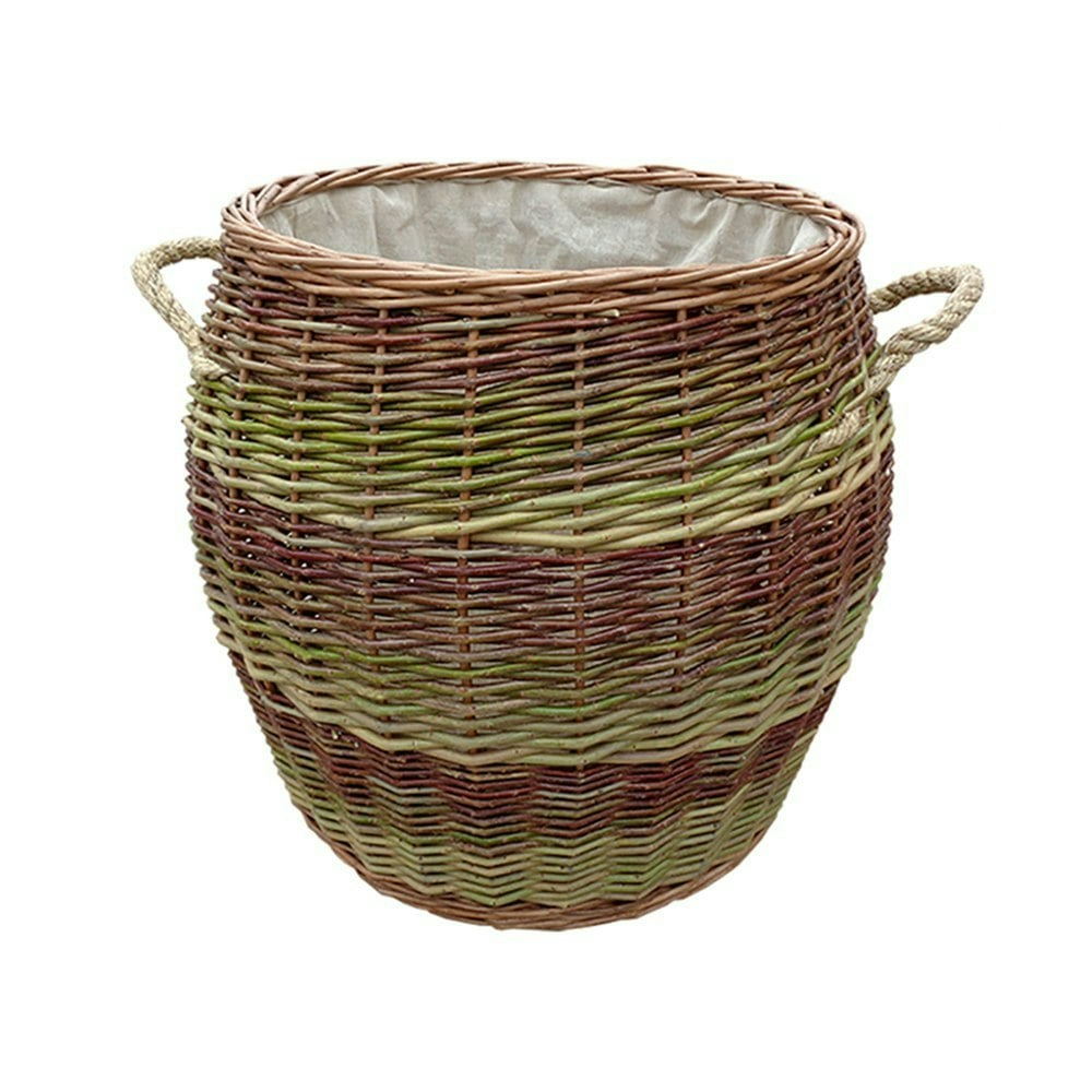 Red Hamper Red/Brown Hamper Rope Handle Wicker Barrel Wicker Log Basket