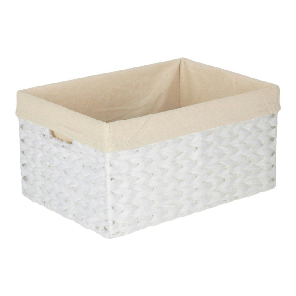 Rackhams White Paper Rope Rectangular Storage Basket With Cotton Lining - Medium