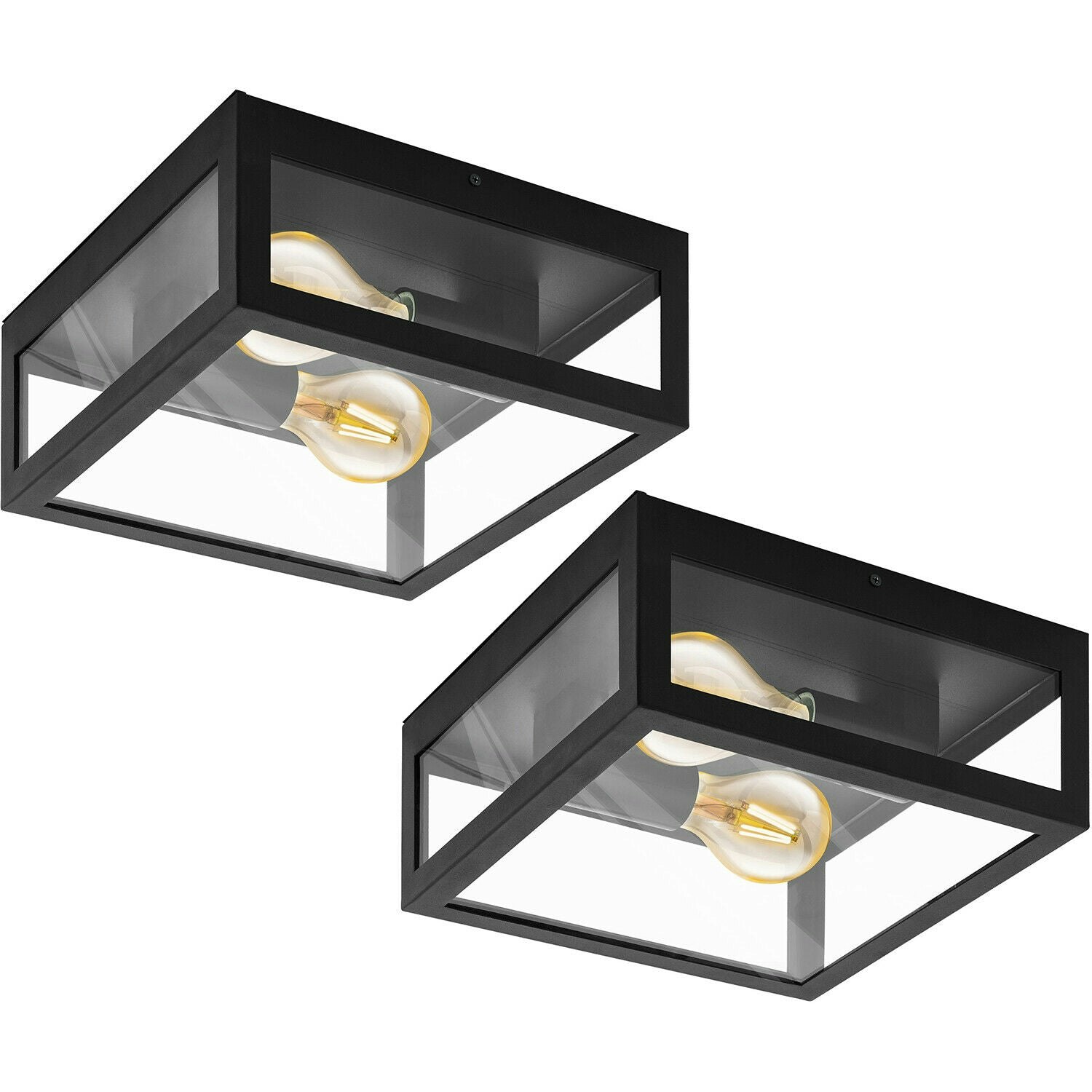 Rackhams Light/Black Pack Wall Flush Ceiling Colour Shade Clear Glass Bulb E27 2X40w Size 2