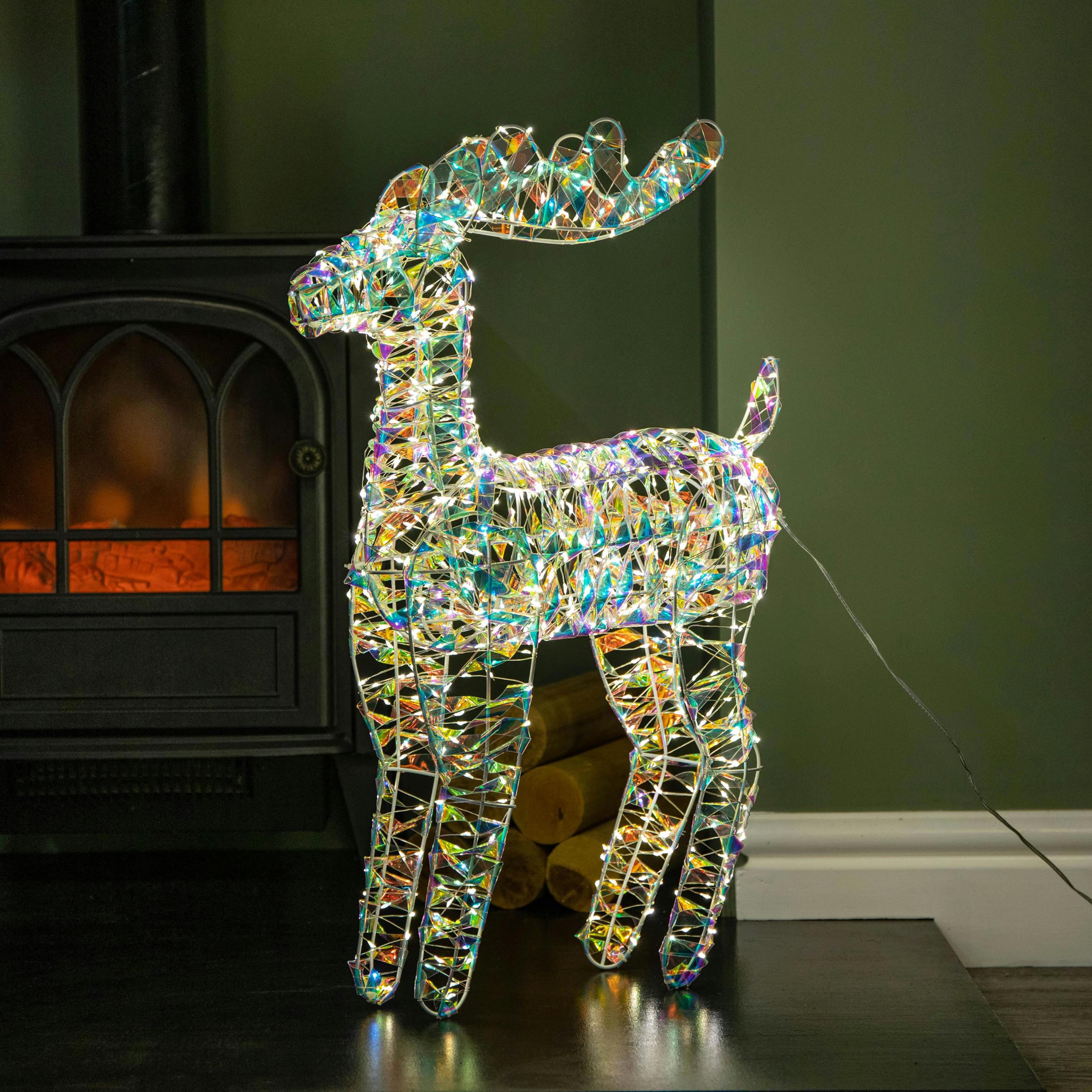 Samuel Alexander Unisex White 60Cm Light Up Iridescent Shimmer Christmas Reindeer With 720 Warm Leds - Image 5