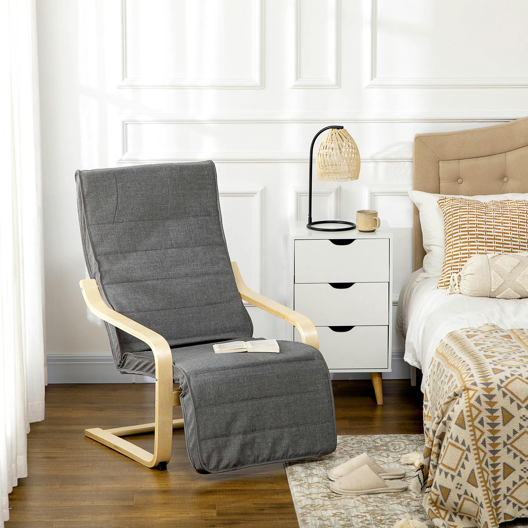 Rackhams Cream/White Lounge Chair Recliner Adjustable Footrest Home