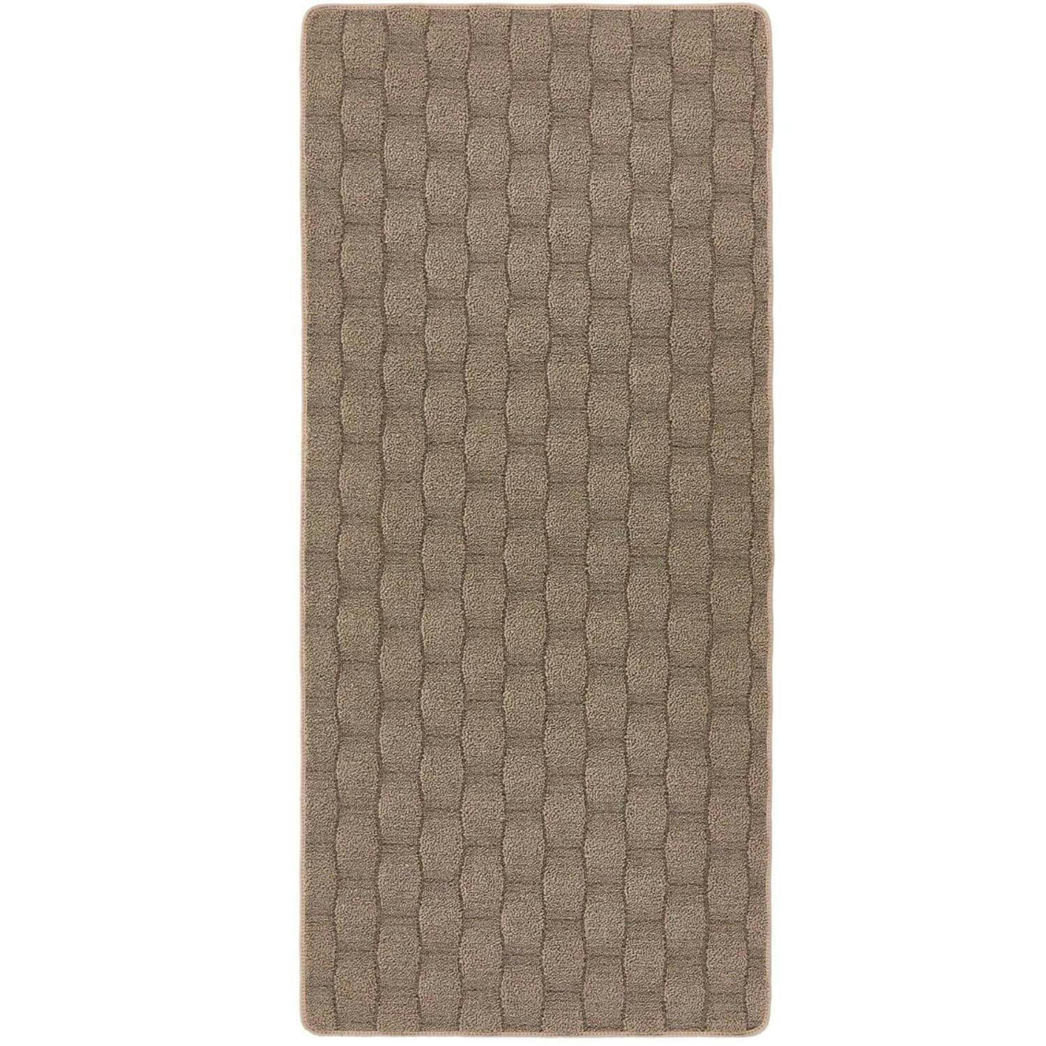 Rackhams Brown Textured Washable Mat And Runner - 67X150 Cm