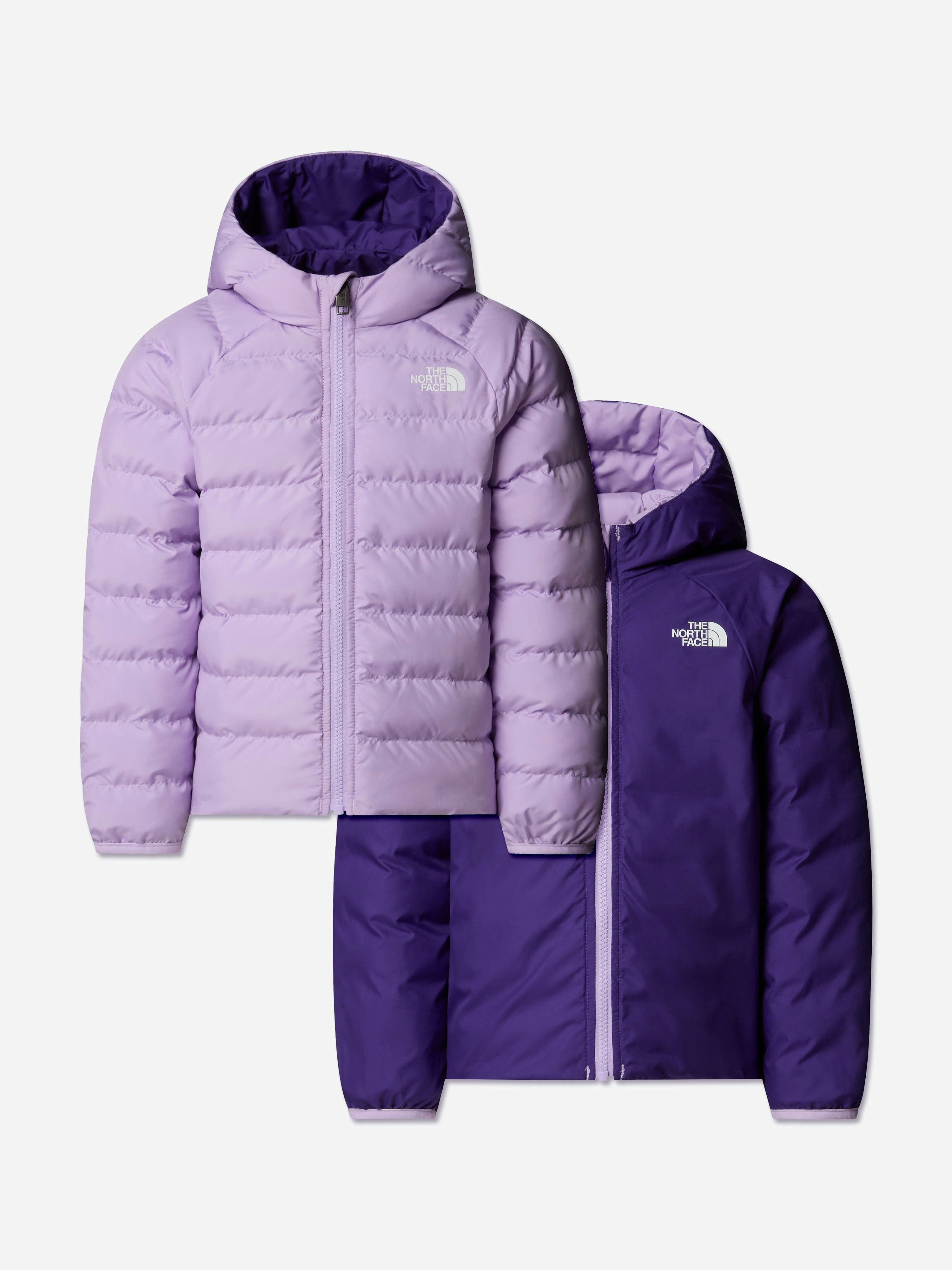 The North Face Girls Purple Reversible Perrito Hooded Jacket In - 2 Yrs