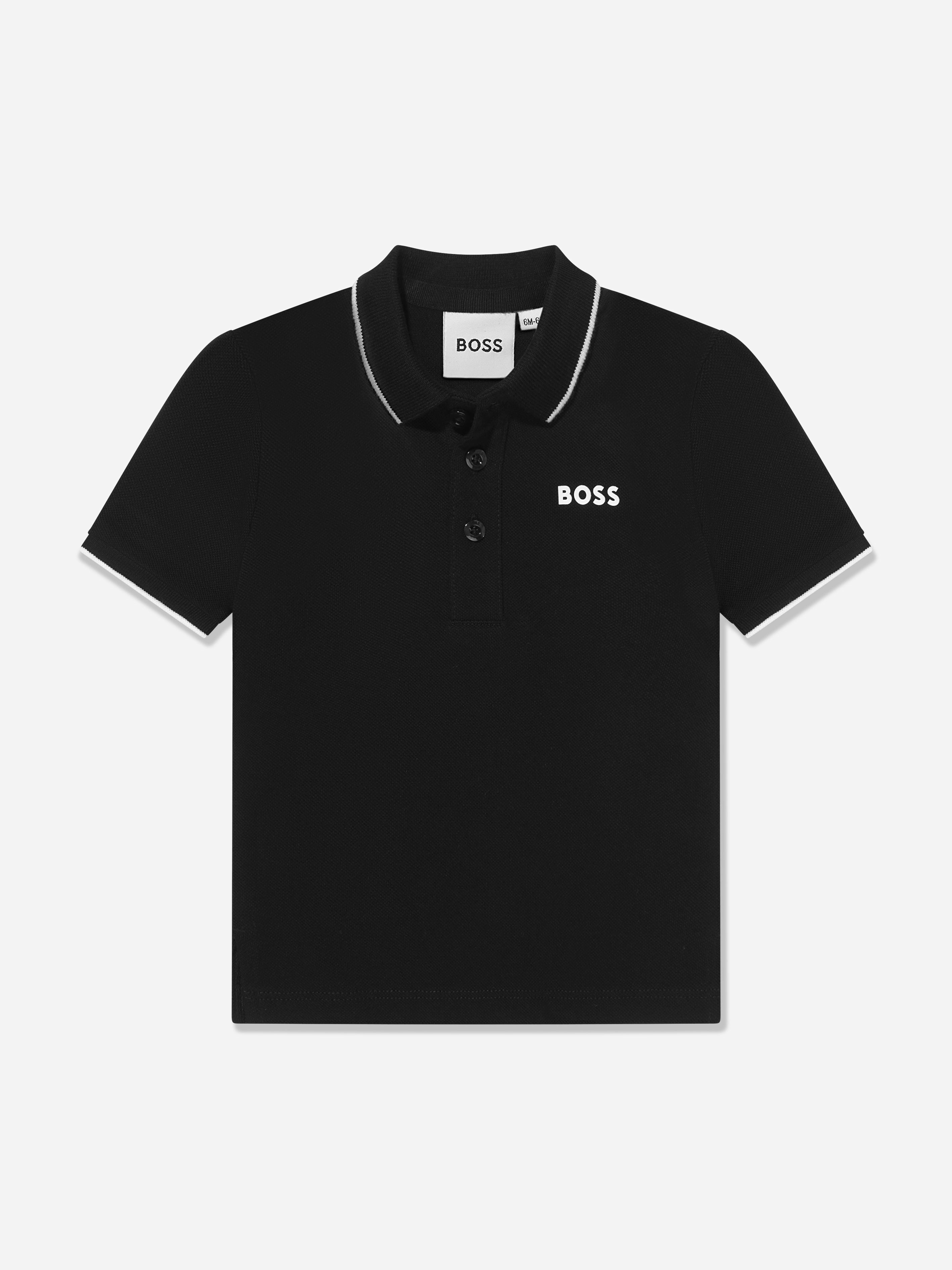 Boss Men's Black Baby Boys Logo Polo Shirt In - 12 Mths