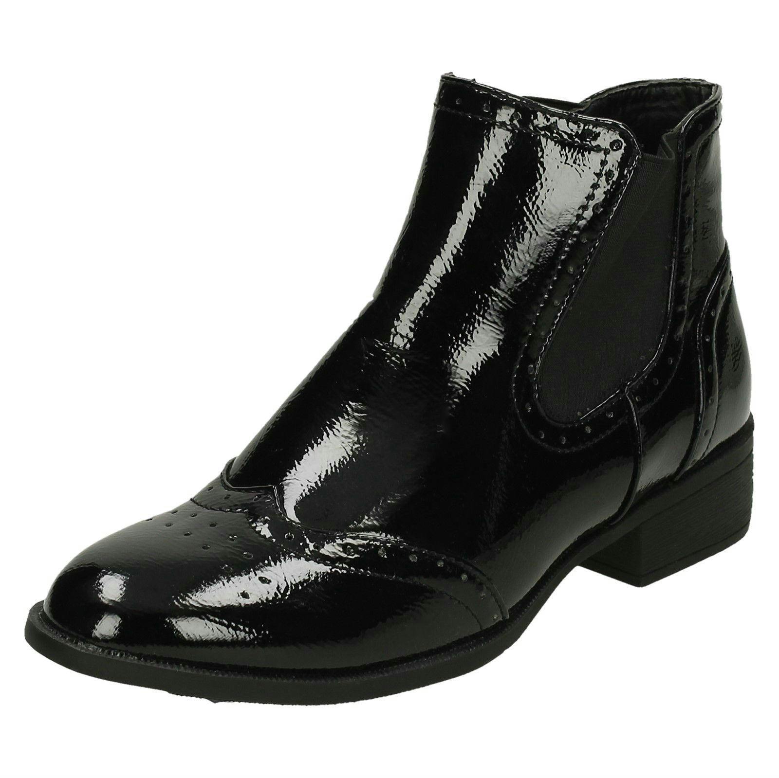 Spot On Women's Black Mid Heel Ankle Boots - Uk 7