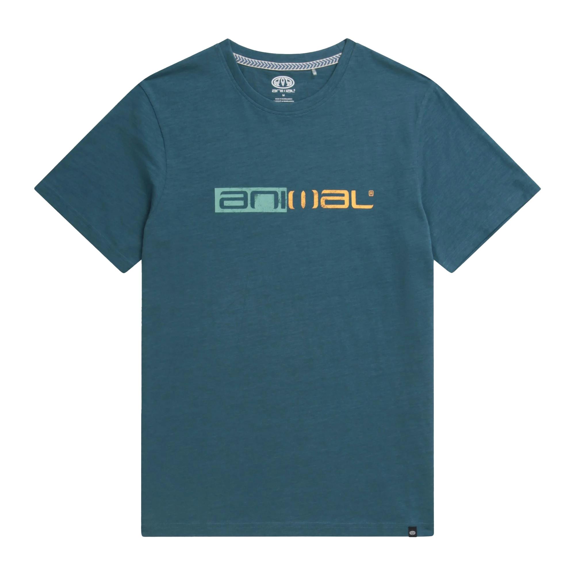Animal Men's Jacob Distressed Logo Organic T-Shirt - Teal - Xs - Teal - 100% Organic Cotton