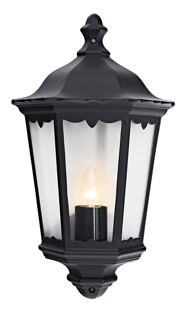 Rackhams Black/Light Traditional Cast Aluminium Outdoor Lantern Wall