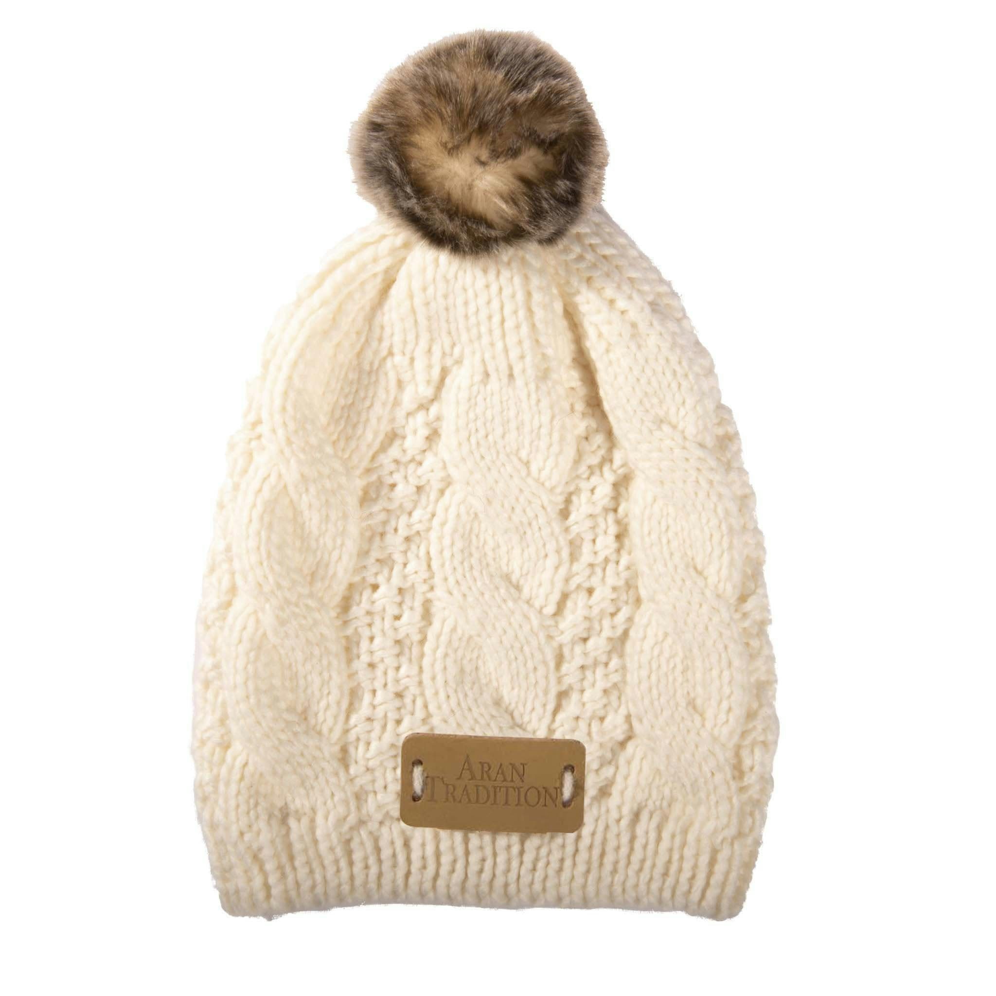 Aran Traditions Cream Aran Junior Cable Tammy Hat - 7-9Yrs