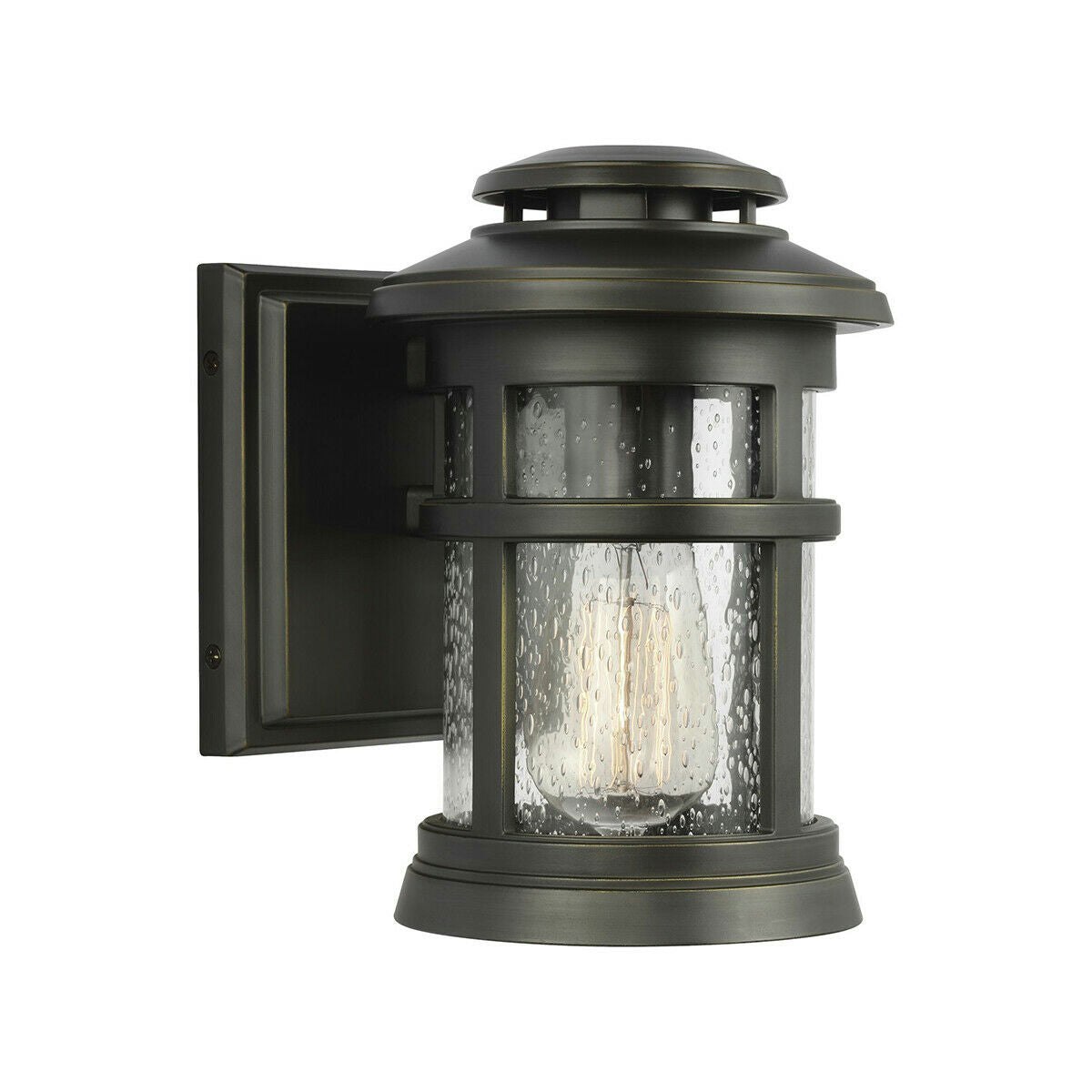 Loops Light/Bronze Outdoor Ip44 Bulb Wall Lantern Antique Led E27 60W D00862 Size 1