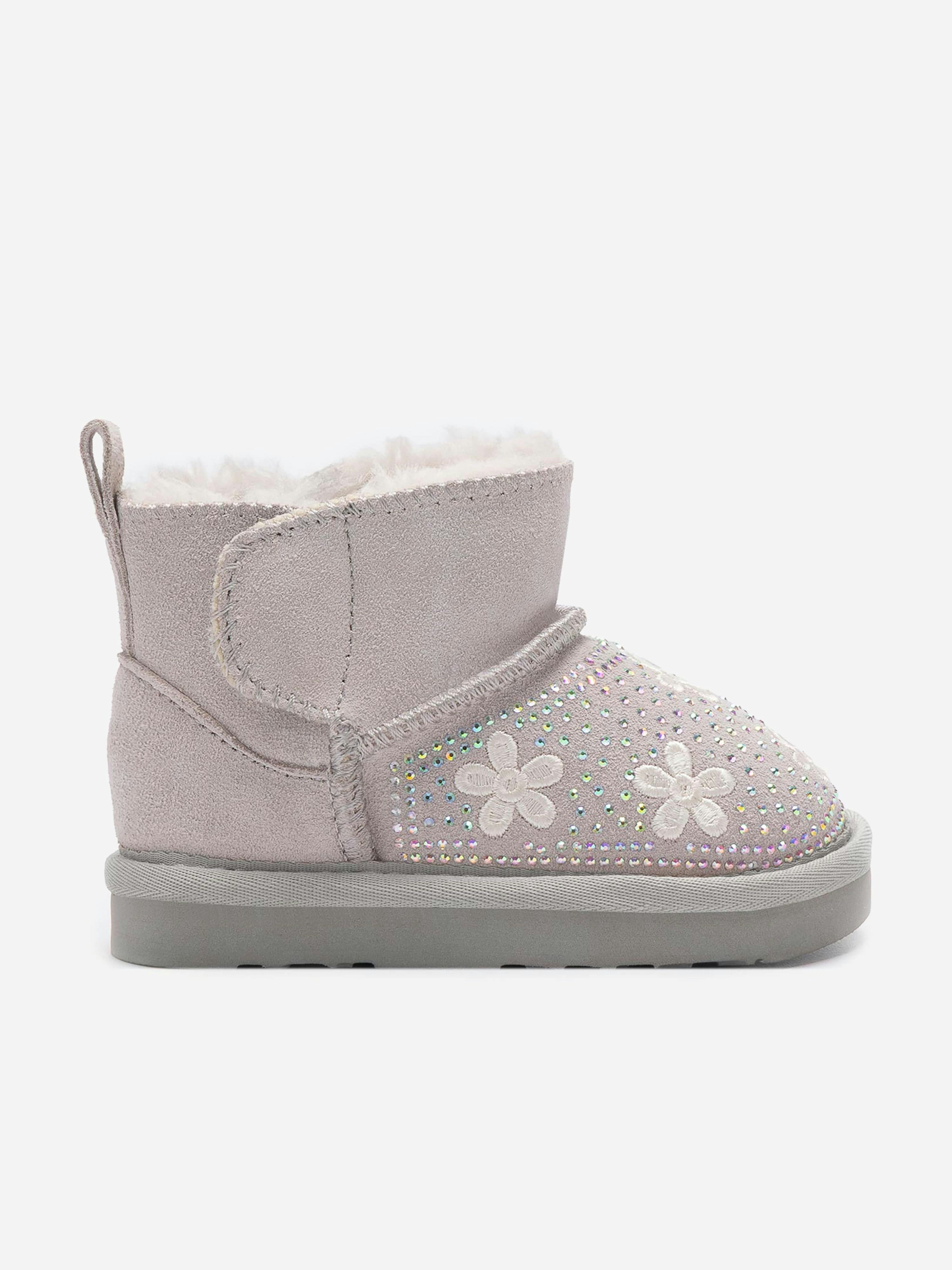 Lelli Kelly Girls Grey Clarissa Flower Boots In - Eu 24 Uk 7
