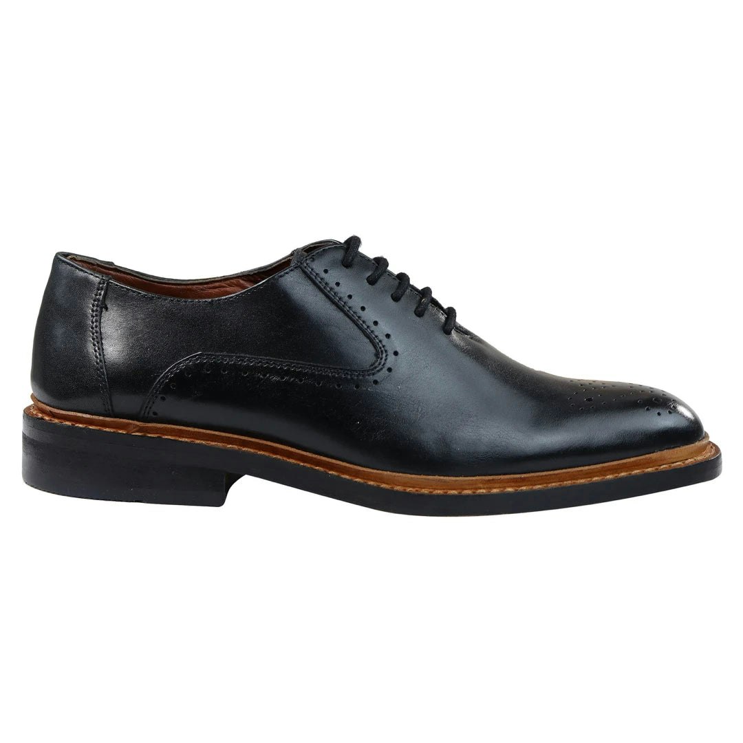 House Of Cavani Men's Brown/Black Brogue Oxford Shoes Tan Laced Leather Goodyear Welted - Uk 9